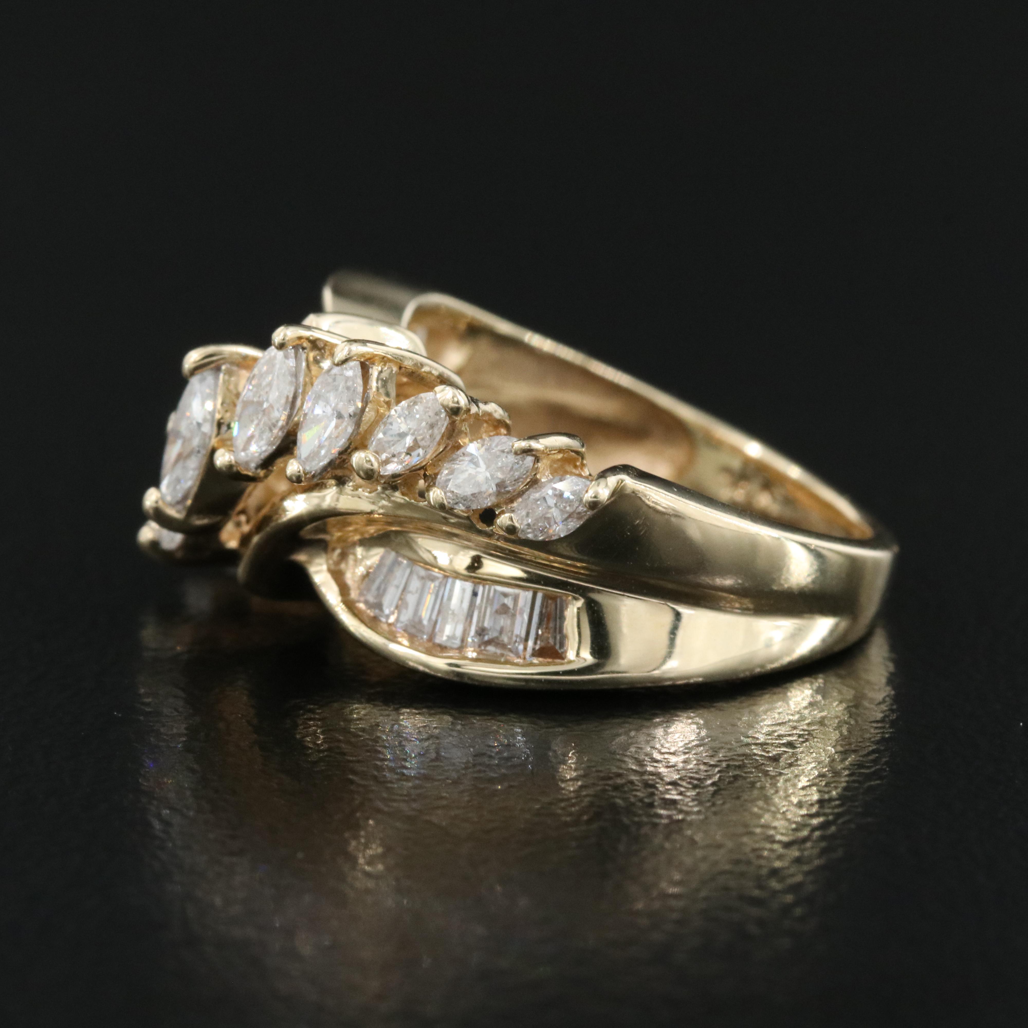 14K 1.11 CTW Diamond Crossover Ring