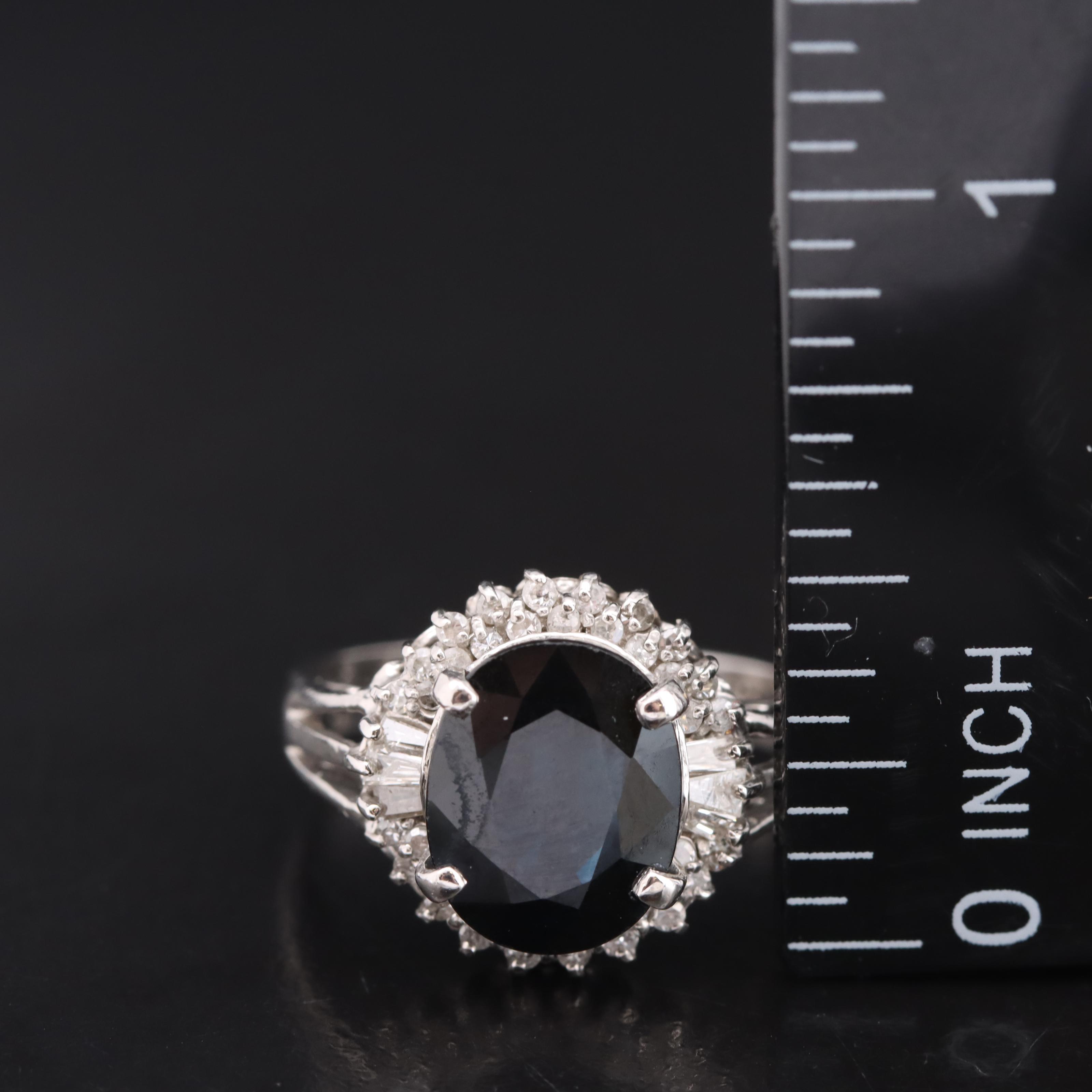 Platinum Sapphire and Diamond Ring