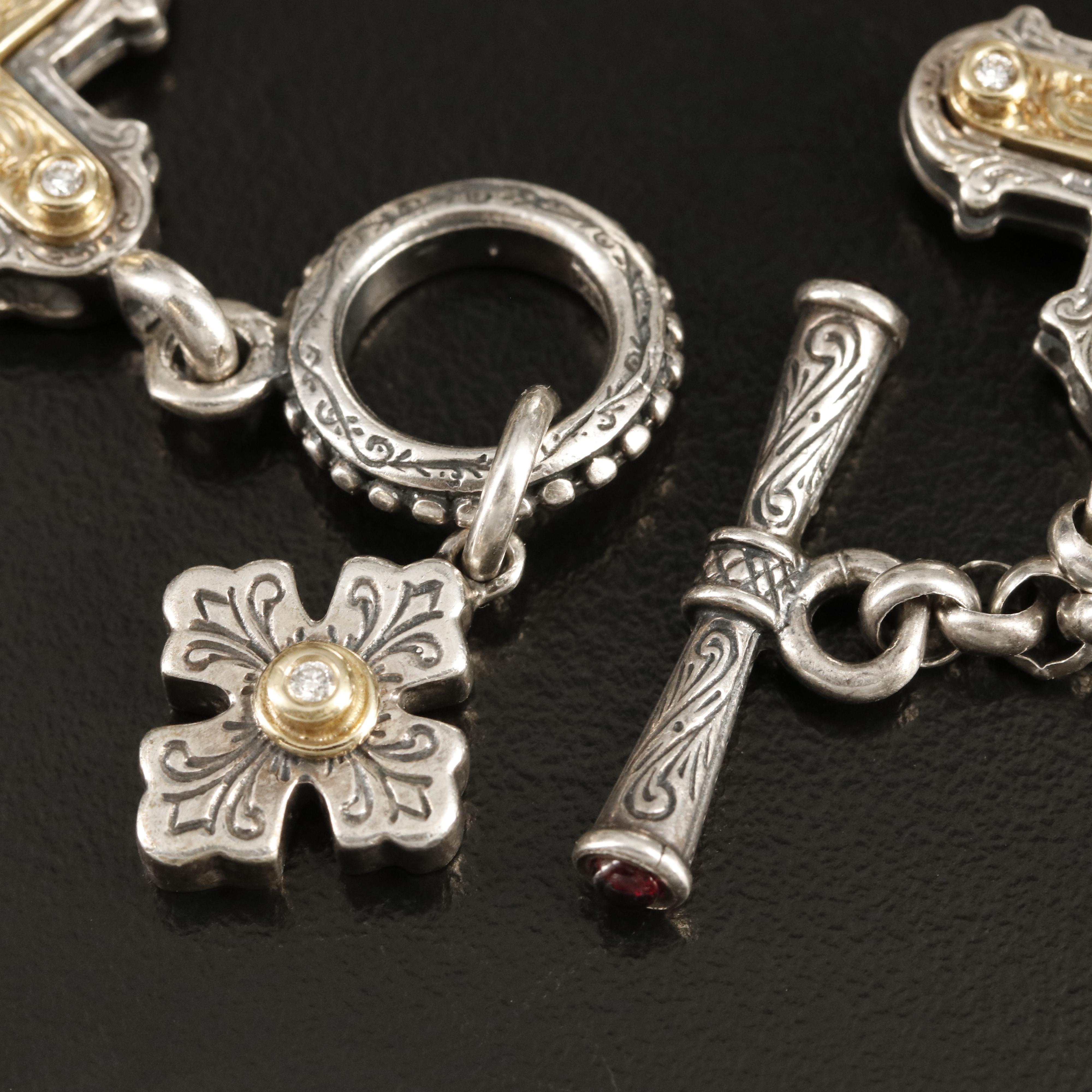 Konstantino Sterling Diamond Maltese Cross Bracelet with 18K Accent
