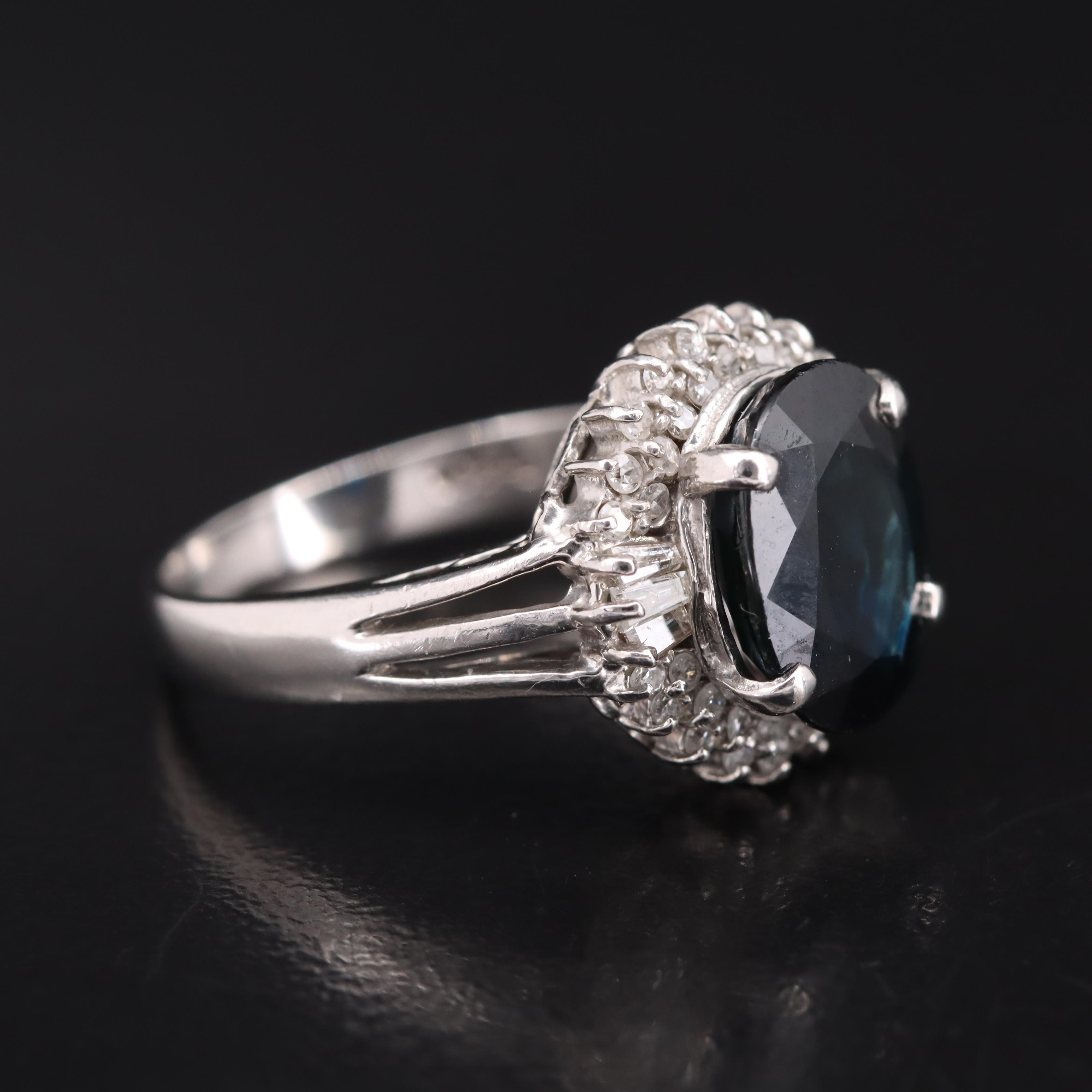 Platinum Sapphire and Diamond Ring