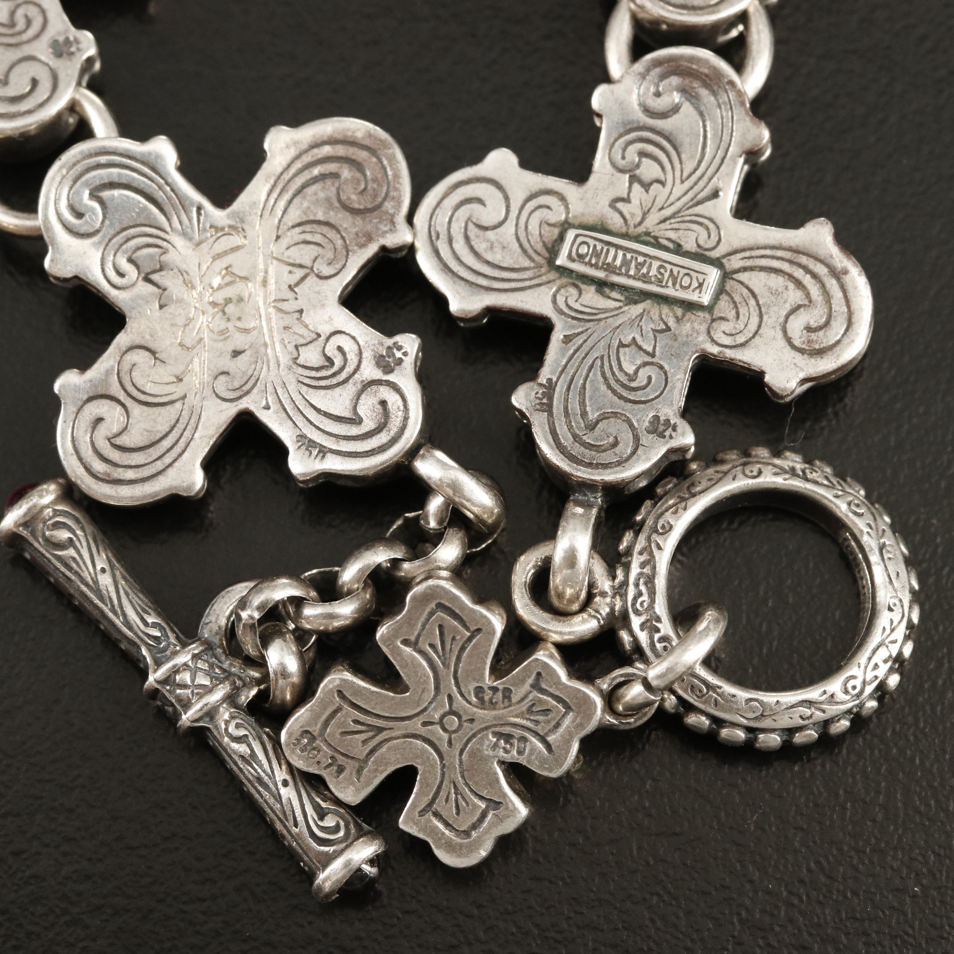 Konstantino Sterling Diamond Maltese Cross Bracelet with 18K Accent