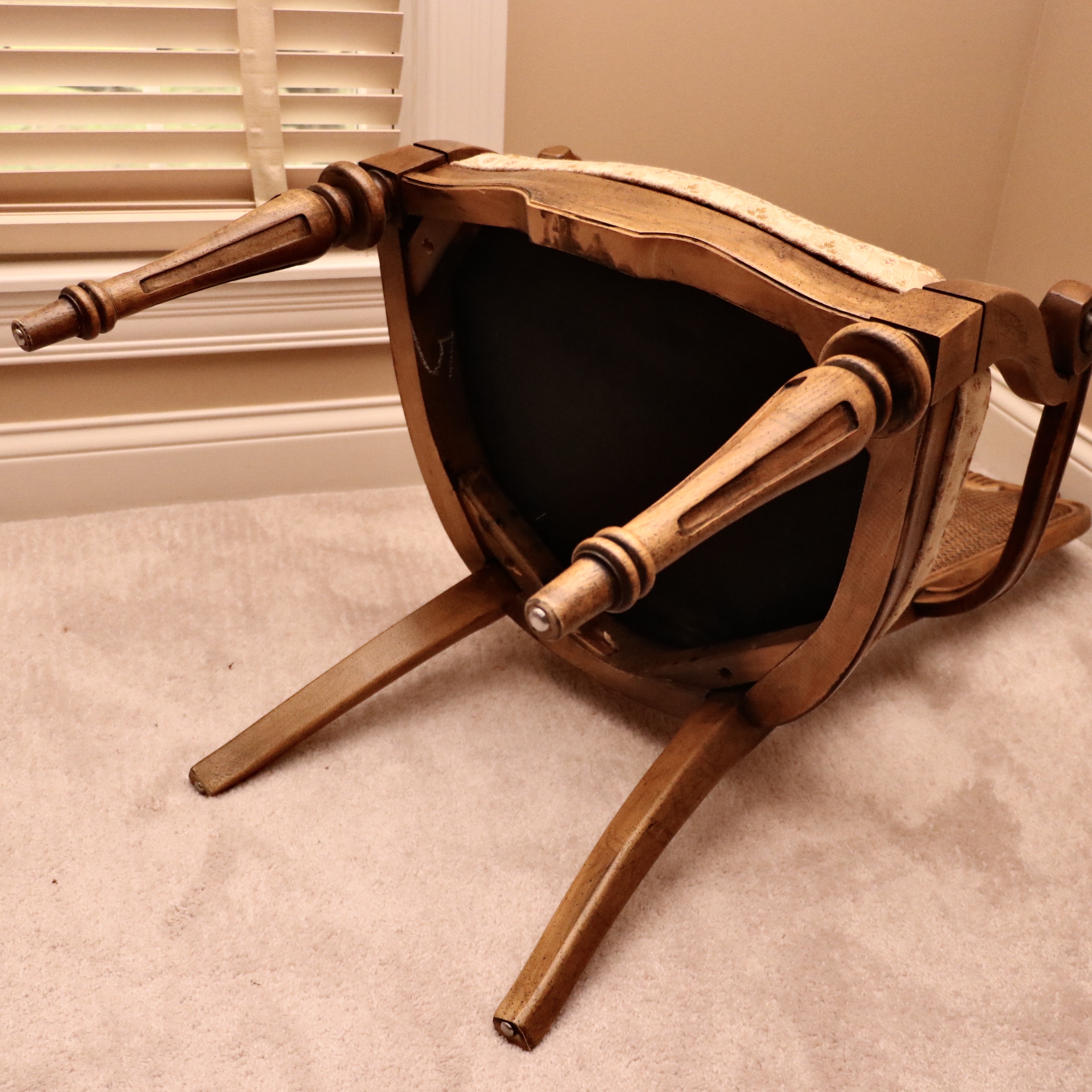 Drexel Heritage "Sketchbook" Burl and Pecan Dining Table and Cane-Back Chairs