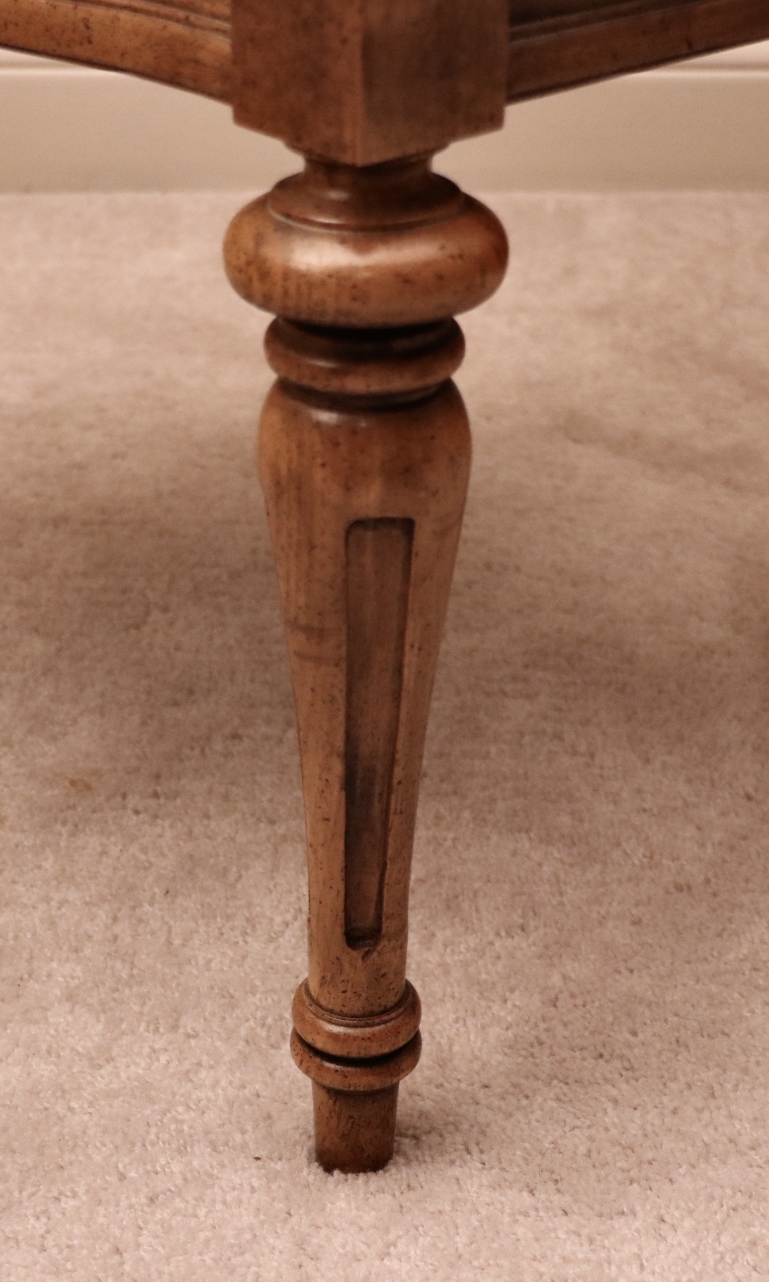 Drexel Heritage "Sketchbook" Burl and Pecan Dining Table and Cane-Back Chairs