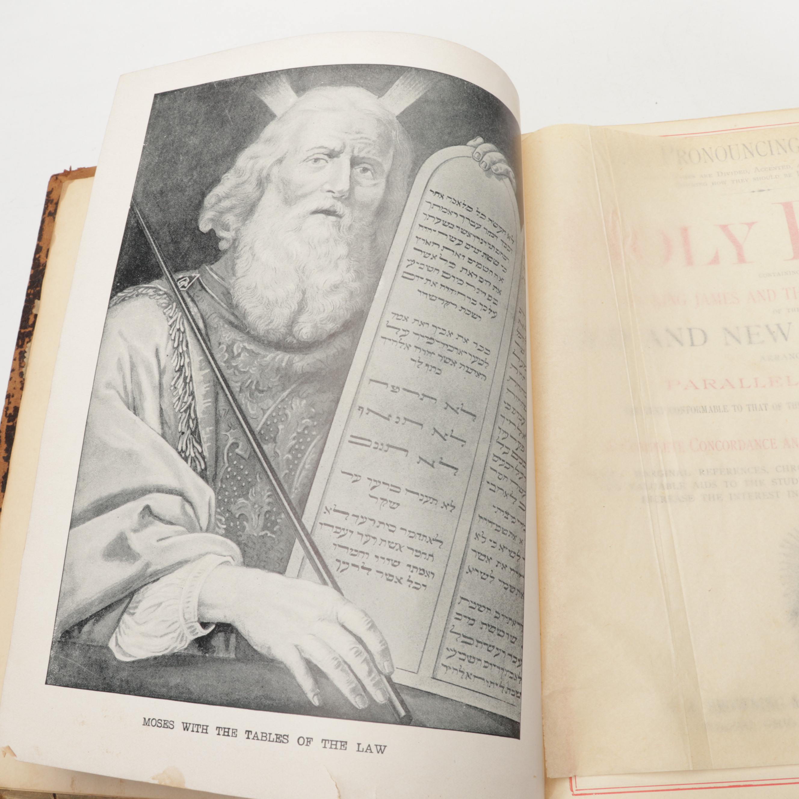 Leather Bound Self-Pronouncing Holy Bible, 1892