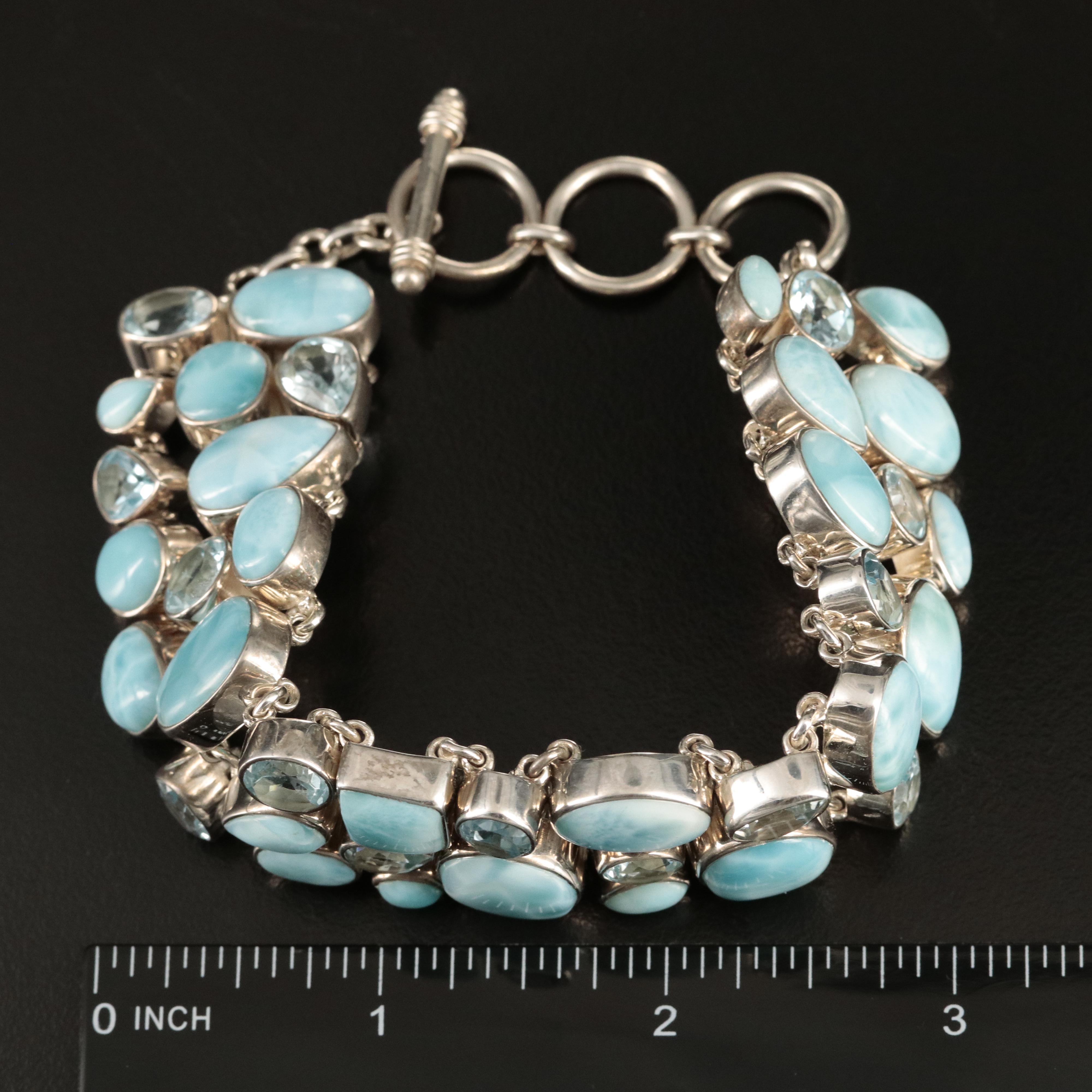 Sterling Larimar and Sky Blue Topaz Bracelet