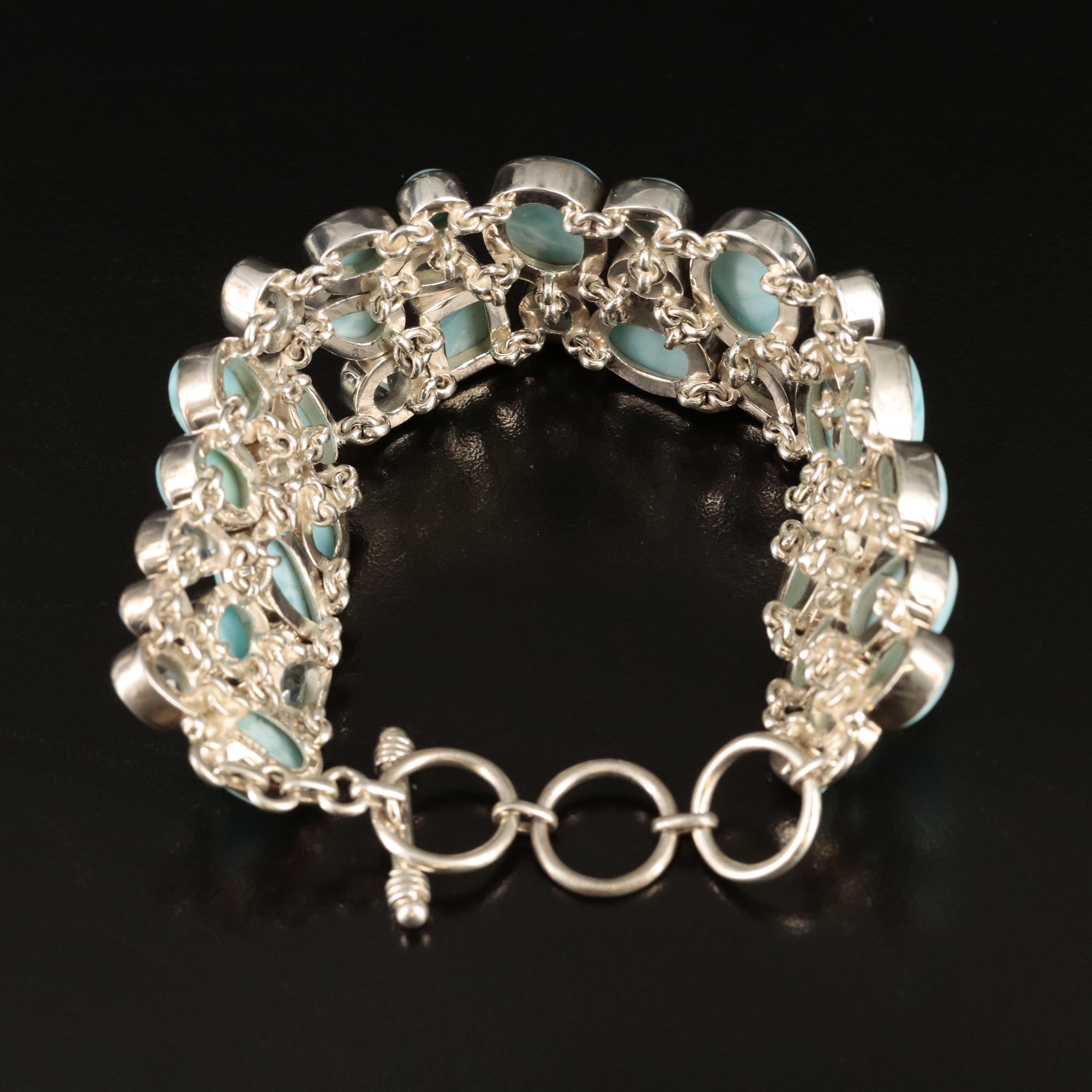 Sterling Larimar and Sky Blue Topaz Bracelet