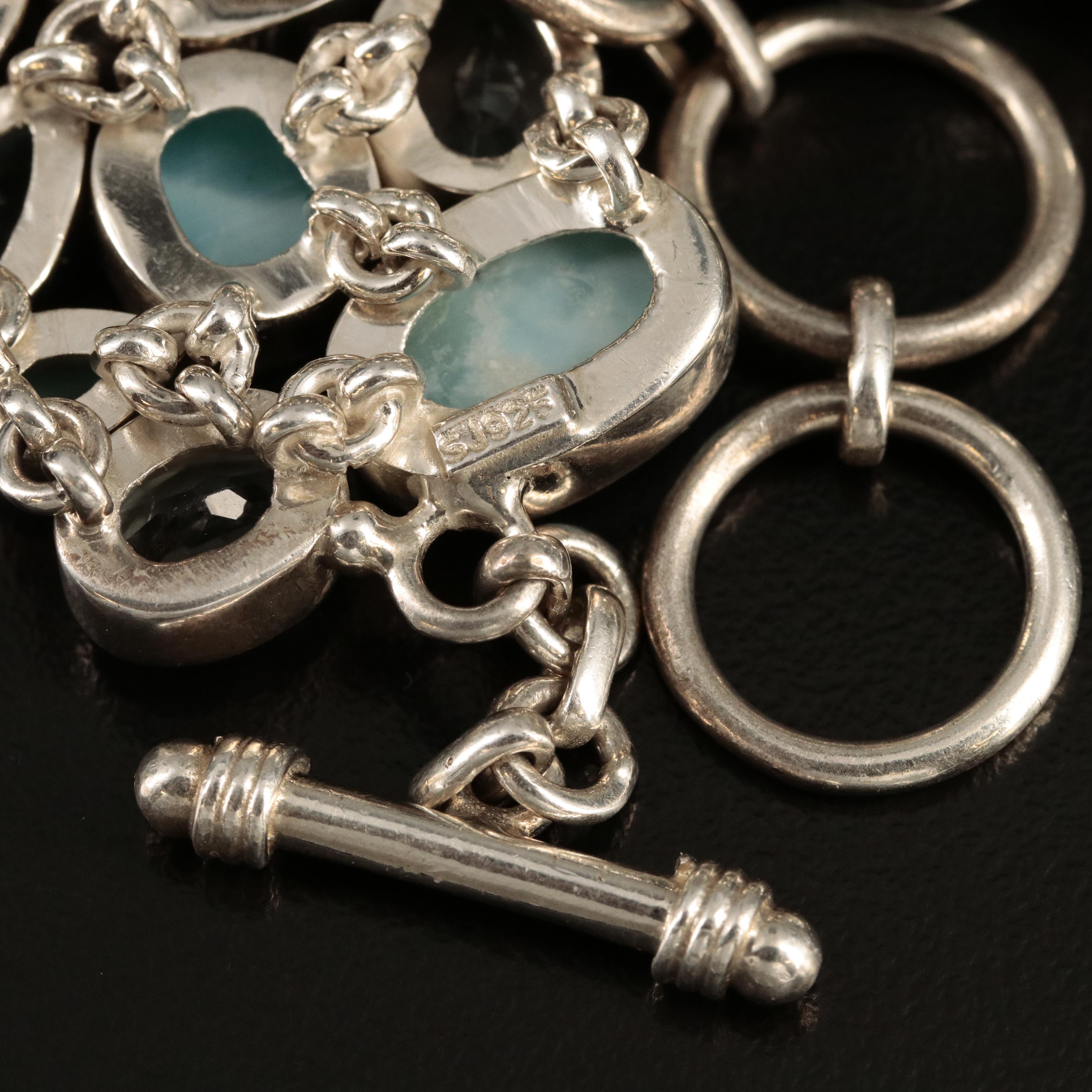 Sterling Larimar and Sky Blue Topaz Bracelet