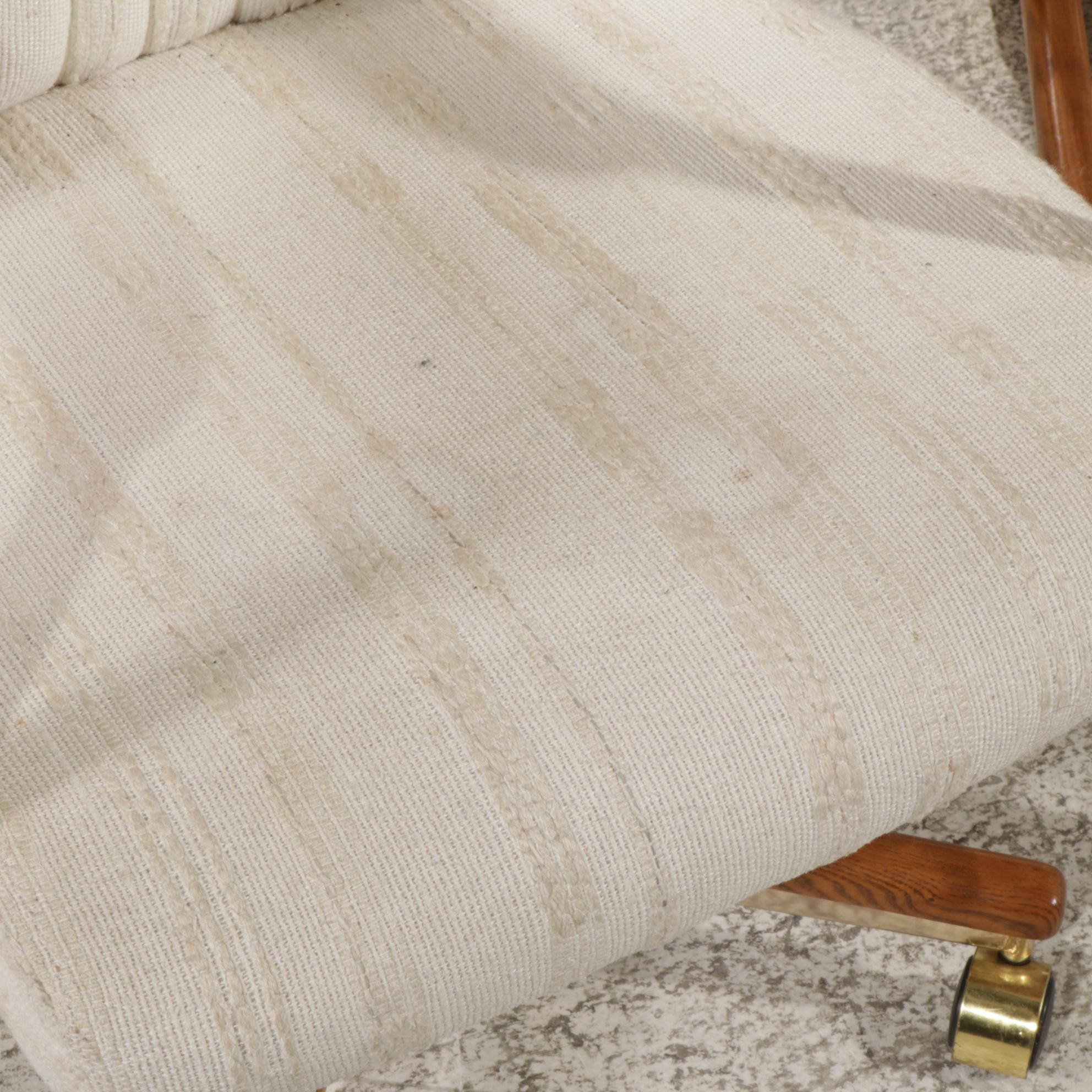 Chromcraft Modernist Oak and Brass Seven-Piece Dining Set, circa 1980