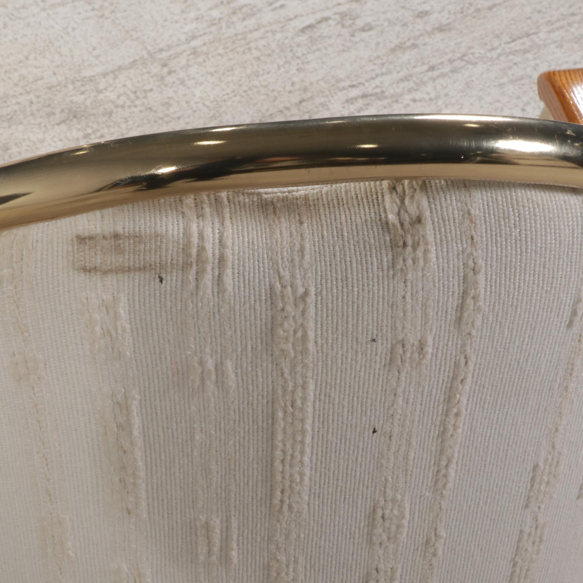 Chromcraft Modernist Oak and Brass Seven-Piece Dining Set, circa 1980