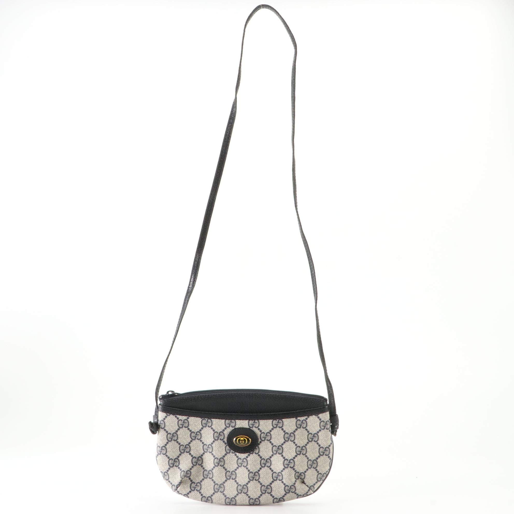 Gucci Accessory Collection Crossbody Bag in Navy GG Supreme Canvas and Leather