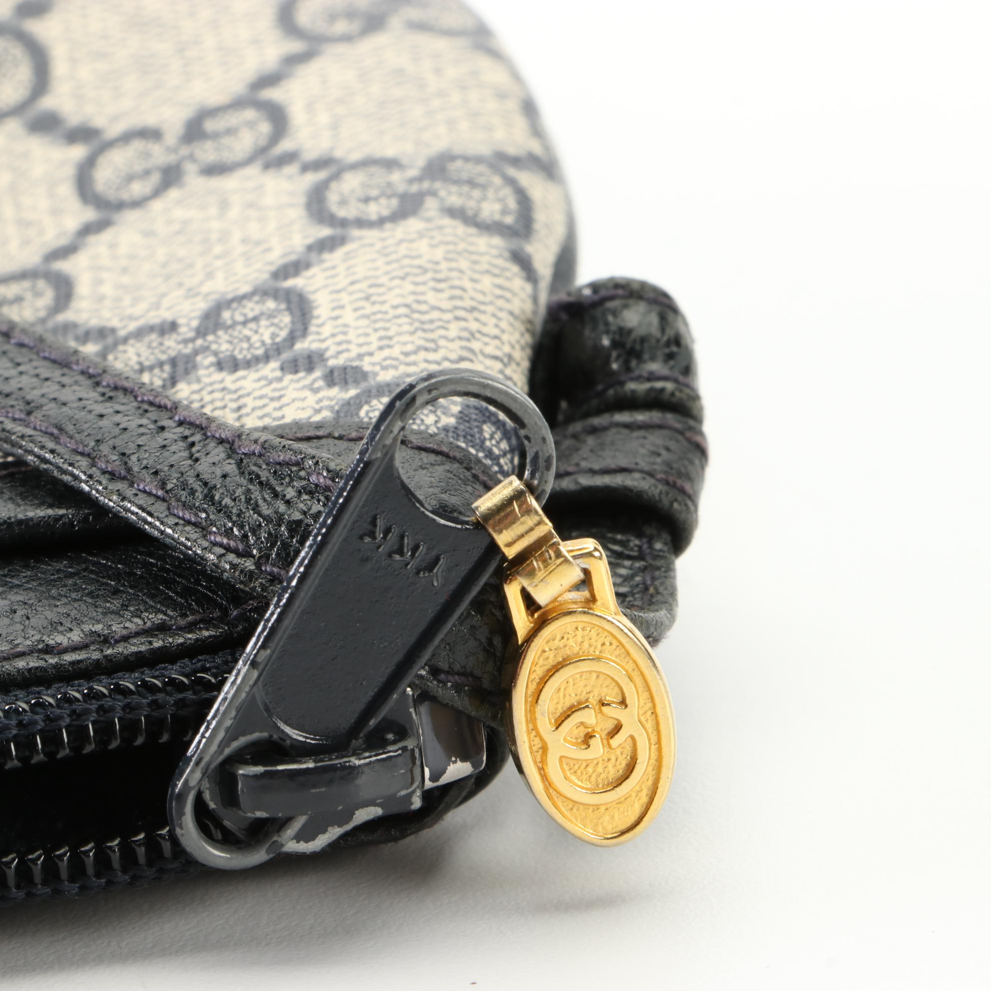 Gucci Accessory Collection Crossbody Bag in Navy GG Supreme Canvas and Leather