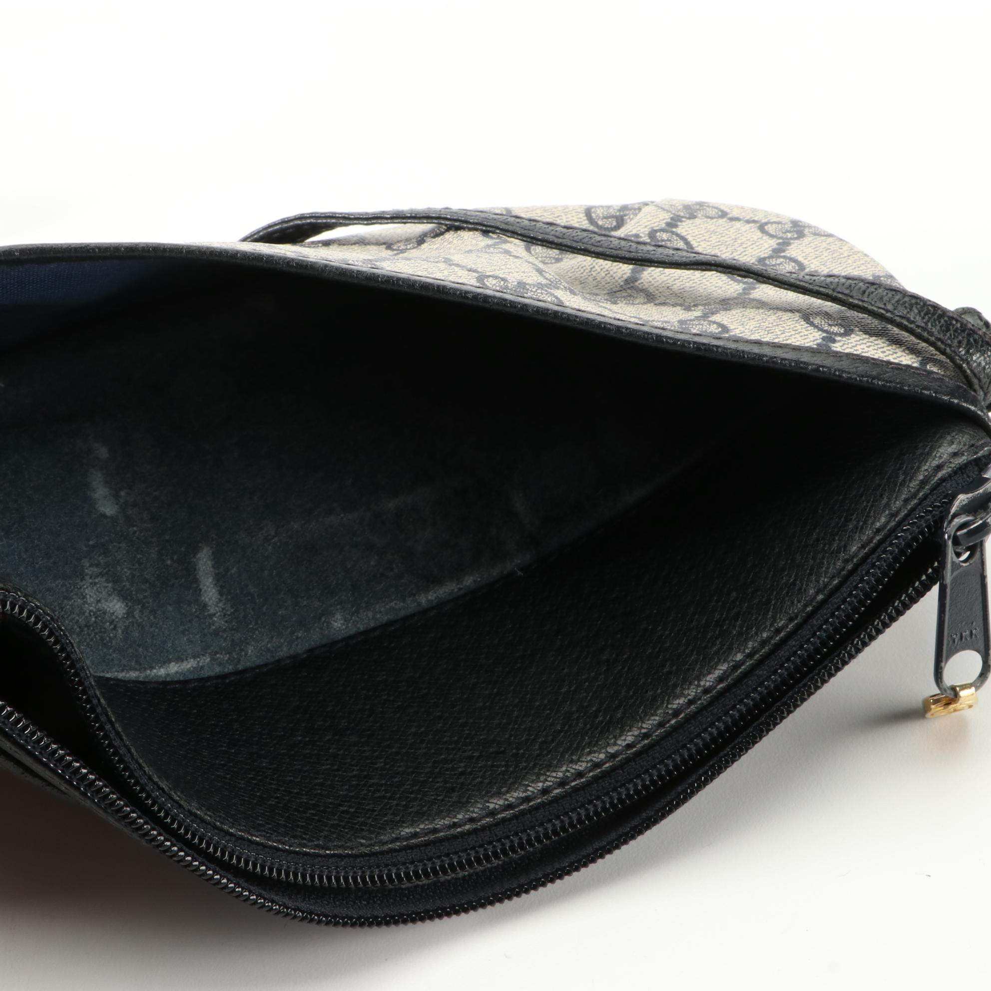 Gucci Accessory Collection Crossbody Bag in Navy GG Supreme Canvas and Leather