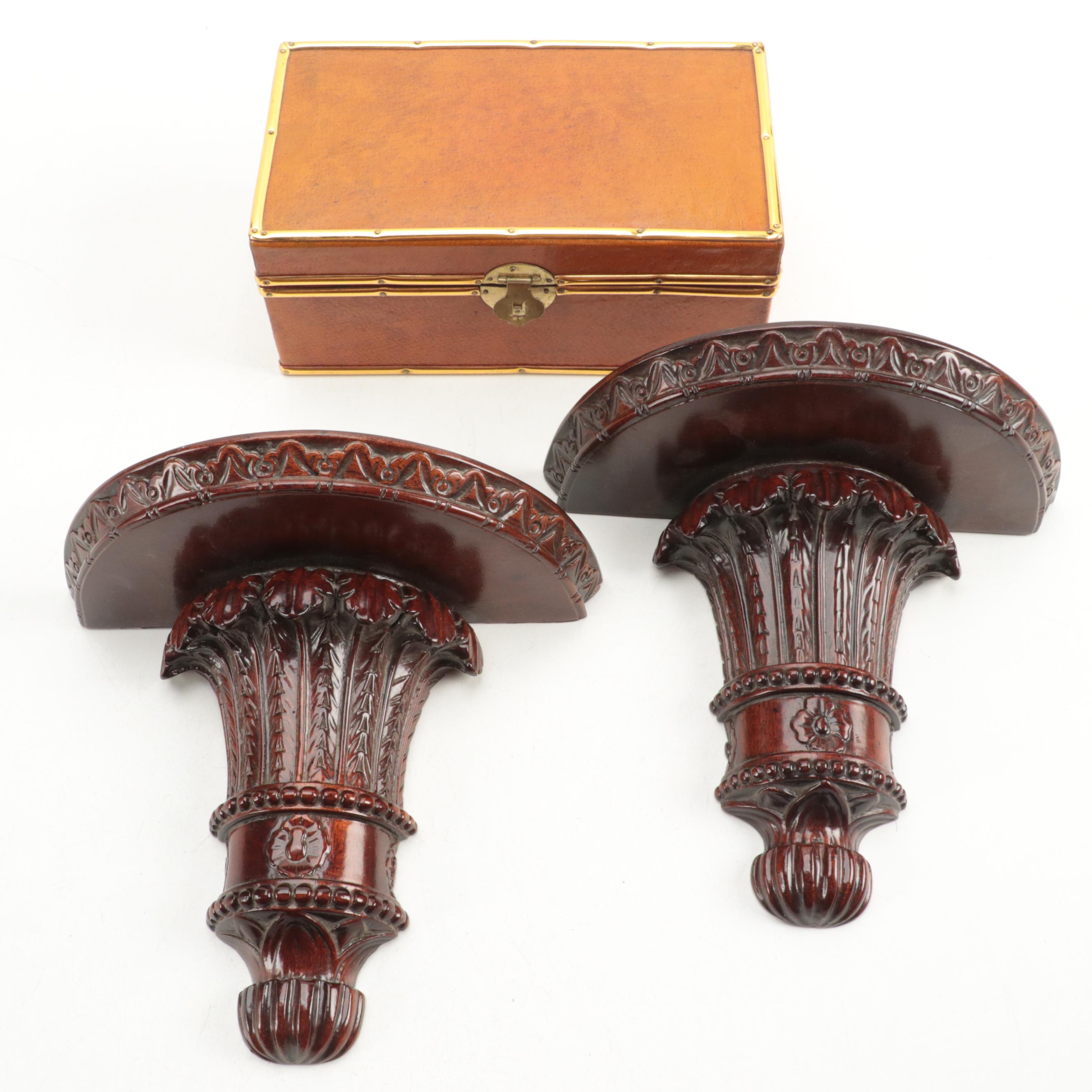 Neoclassical Style Wall Shelves with Decorative Box