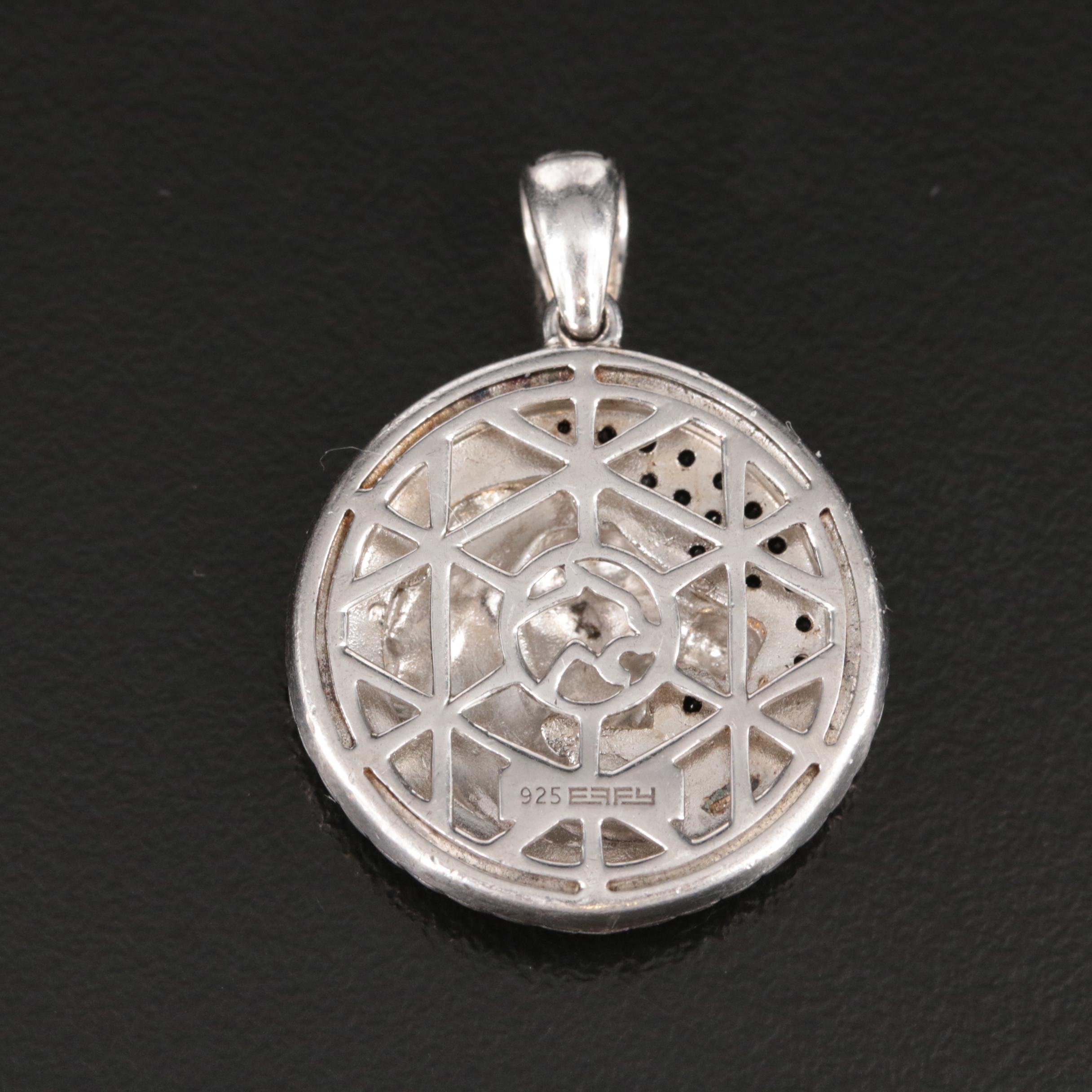 EFFY Sterling Black Sapphire Lion Head Pendant