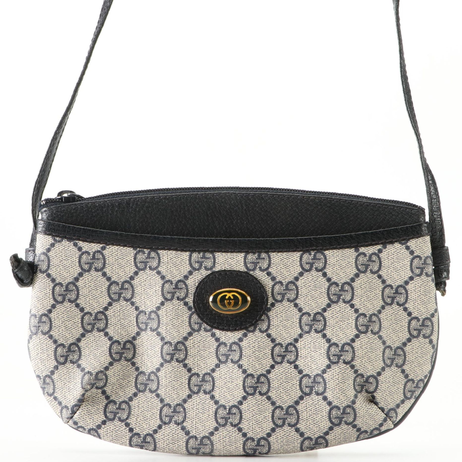 Gucci Accessory Collection Crossbody Bag in Navy GG Supreme Canvas and Leather