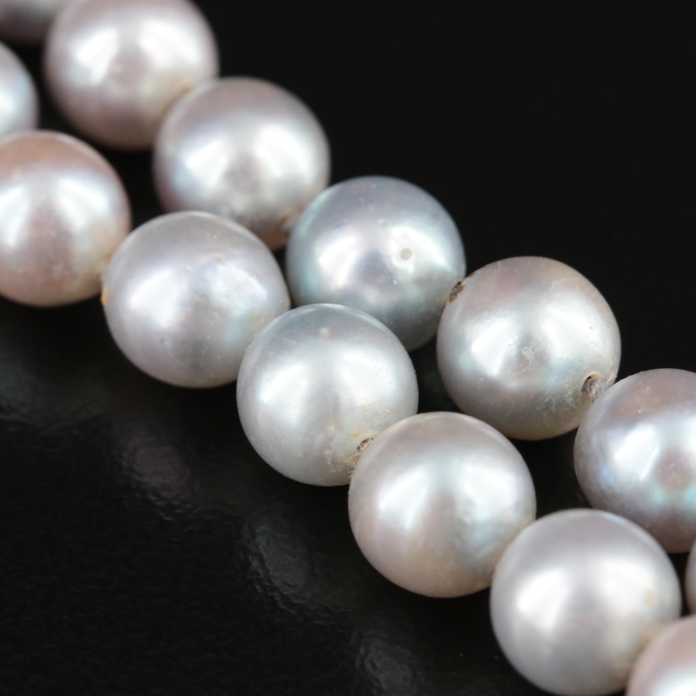 Double Strand Cultured Pearl Beaded Necklace with 14K Cultured Pearl Clasp