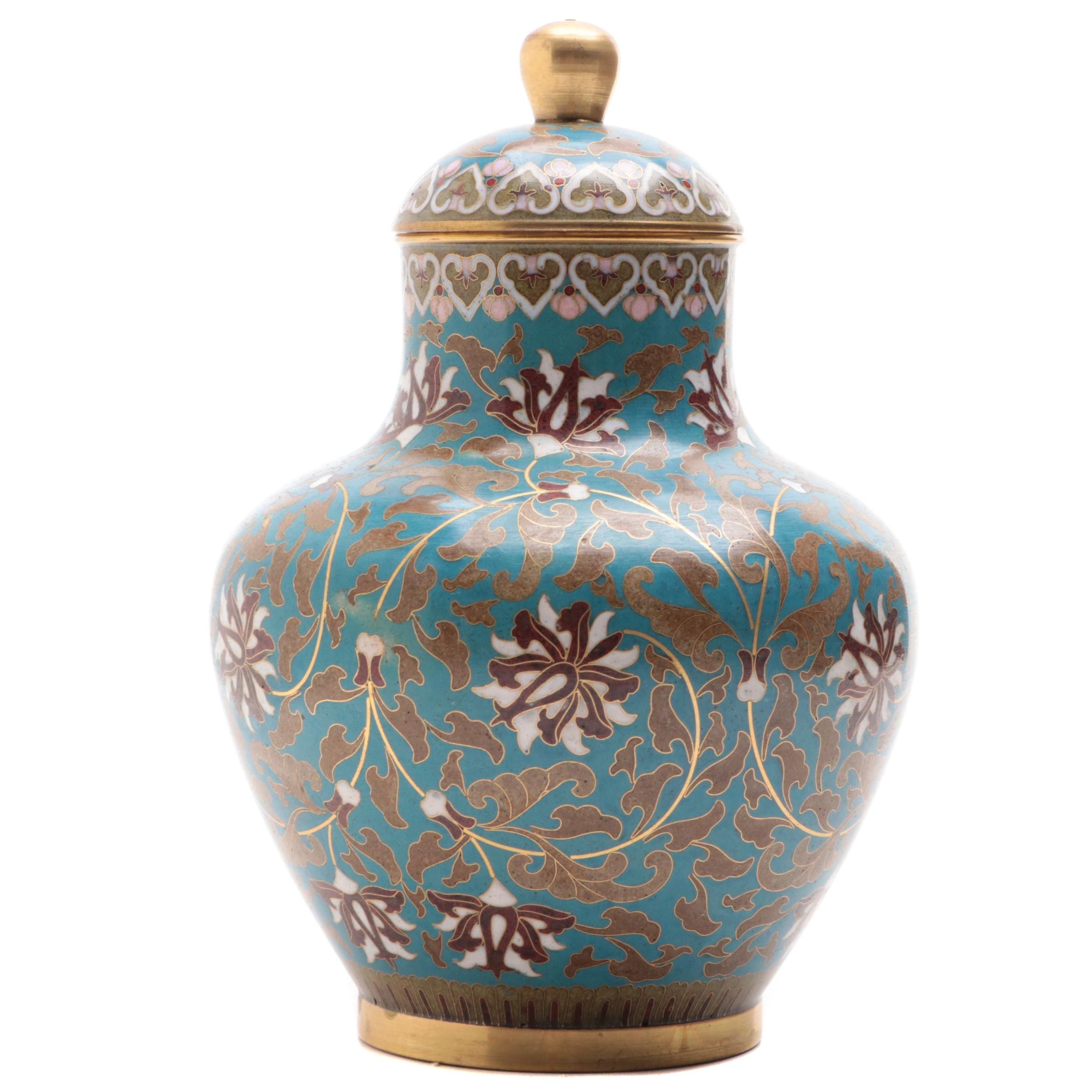 Chinese Cloisonne Covered Urn