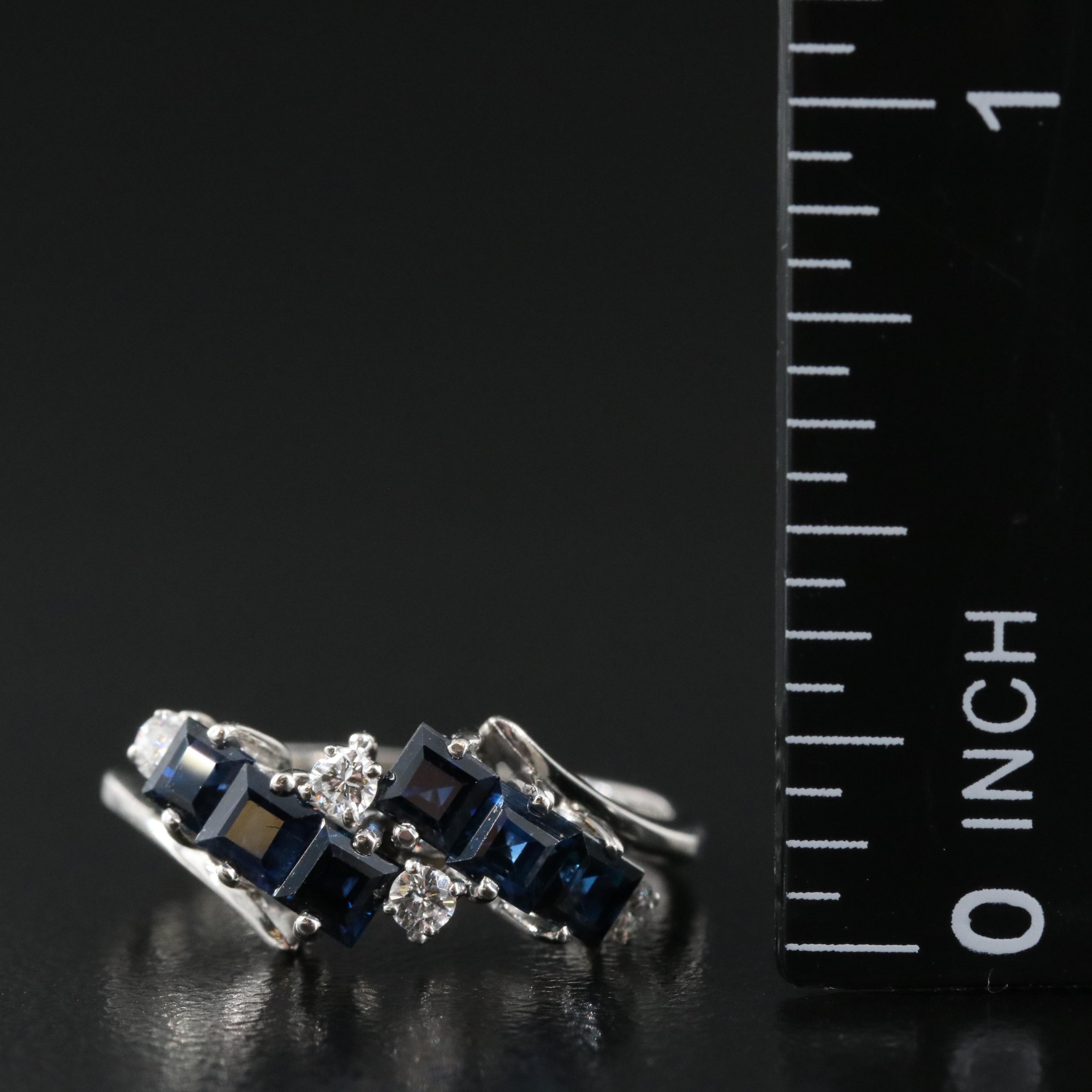 Platinum Sapphire and Diamond Bypass Ring