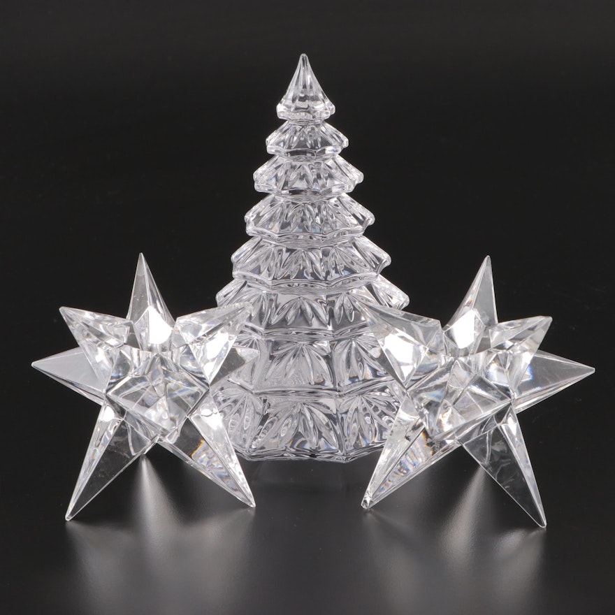 Waterford Crystal Christmas Tree Sculpture with Rosenthal Crystal Stars