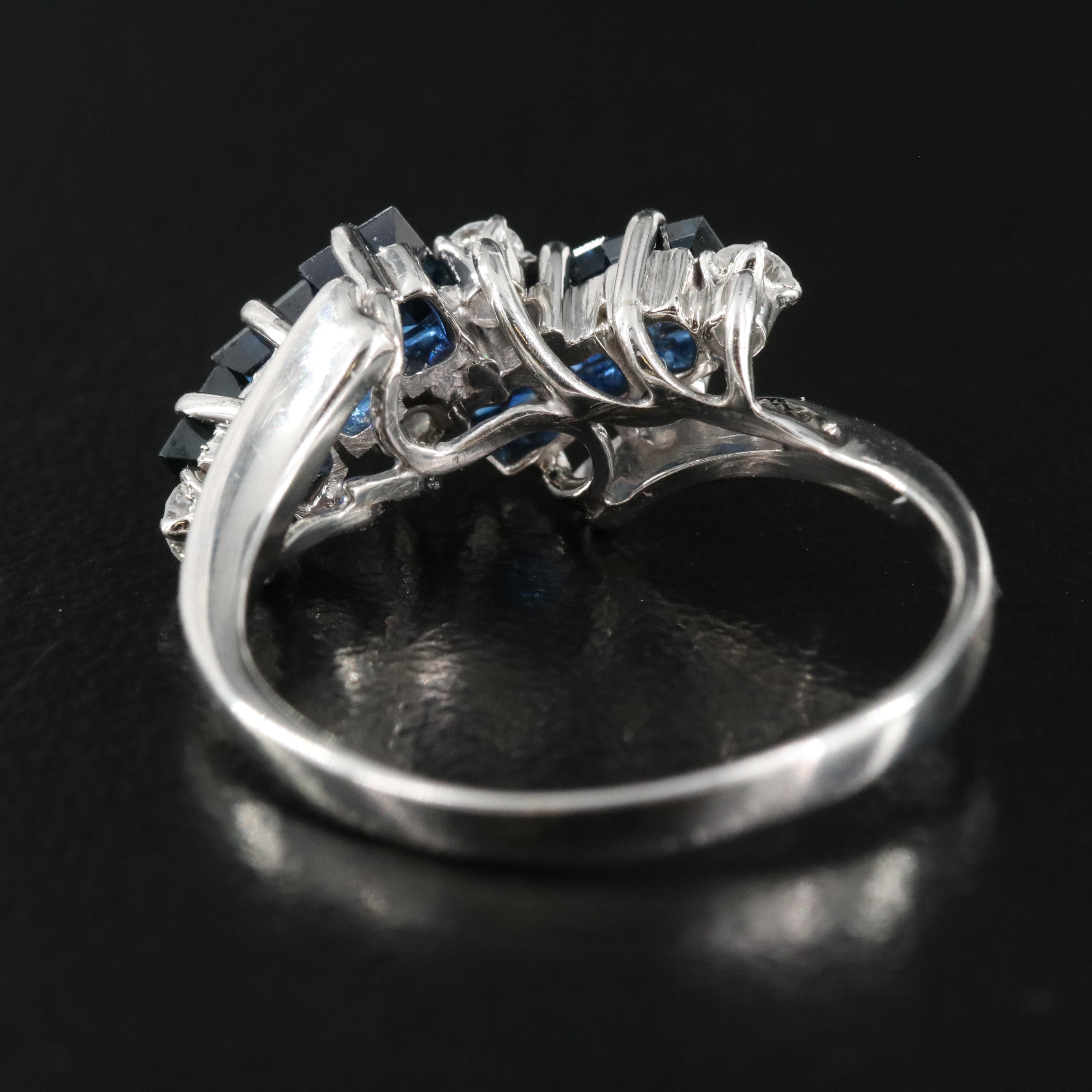 Platinum Sapphire and Diamond Bypass Ring