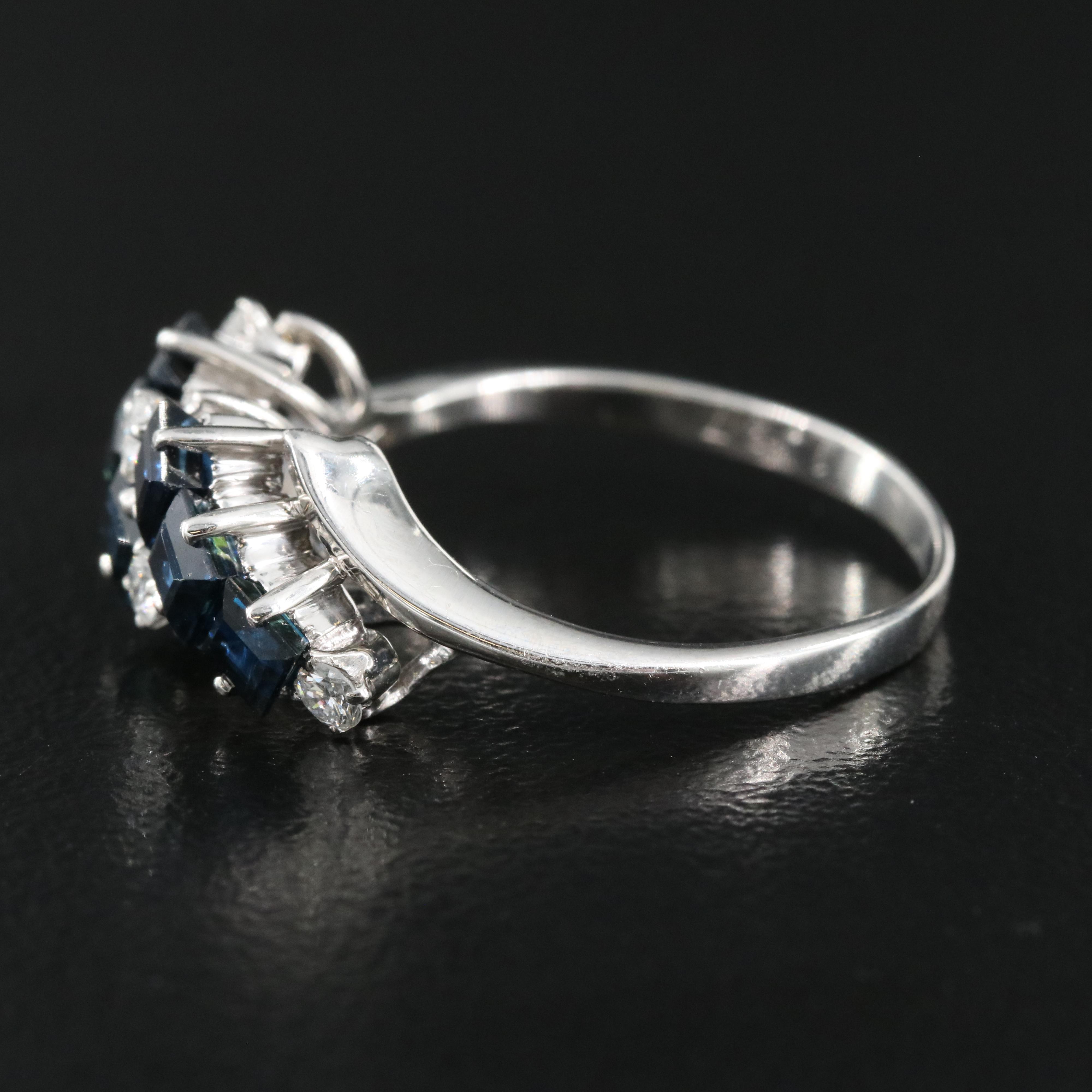 Platinum Sapphire and Diamond Bypass Ring