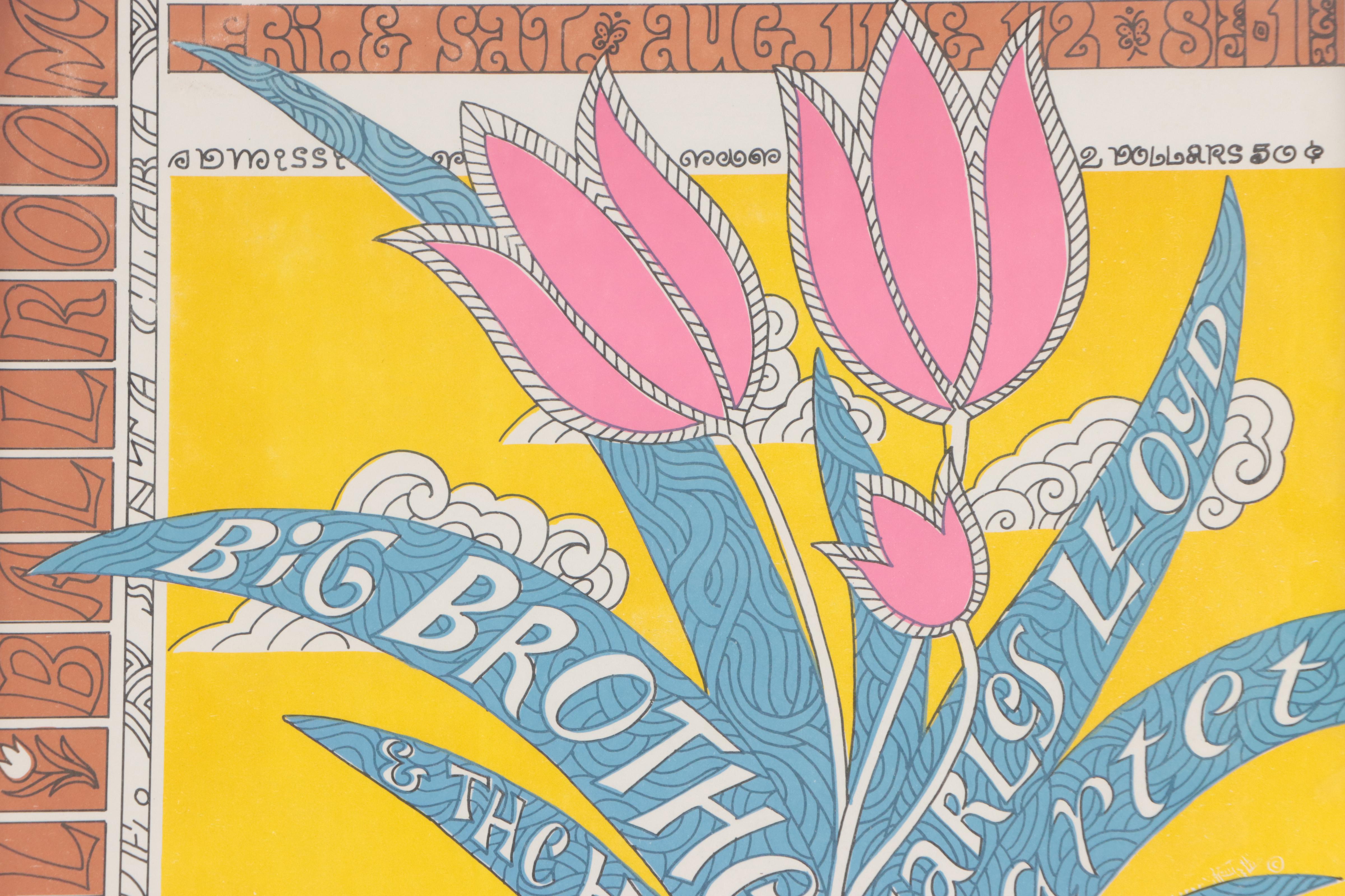 Big Brother and the Holding Company Color Lithograph Concert Poster, 1967
