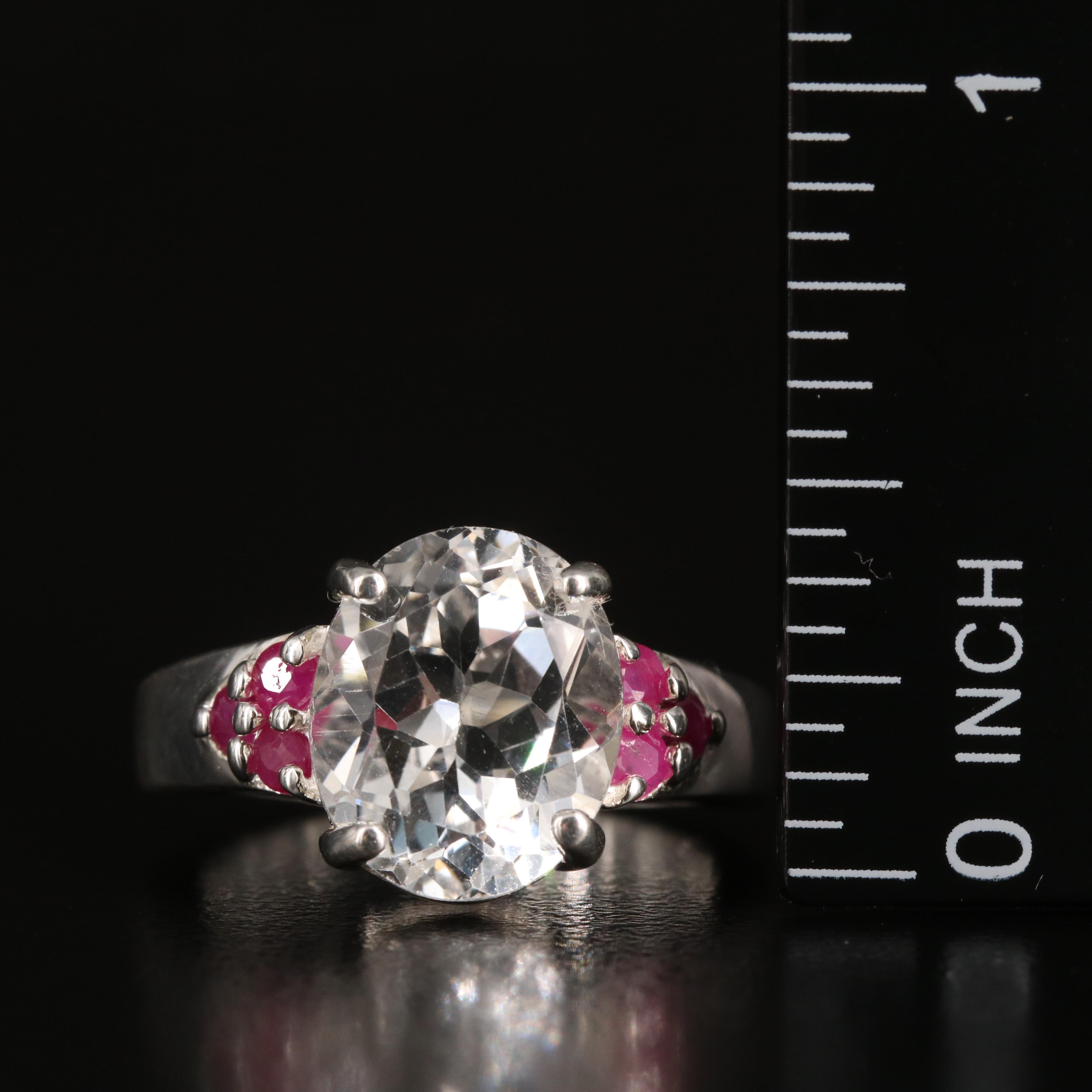 Sterling Topaz and Ruby Ring and Necklace