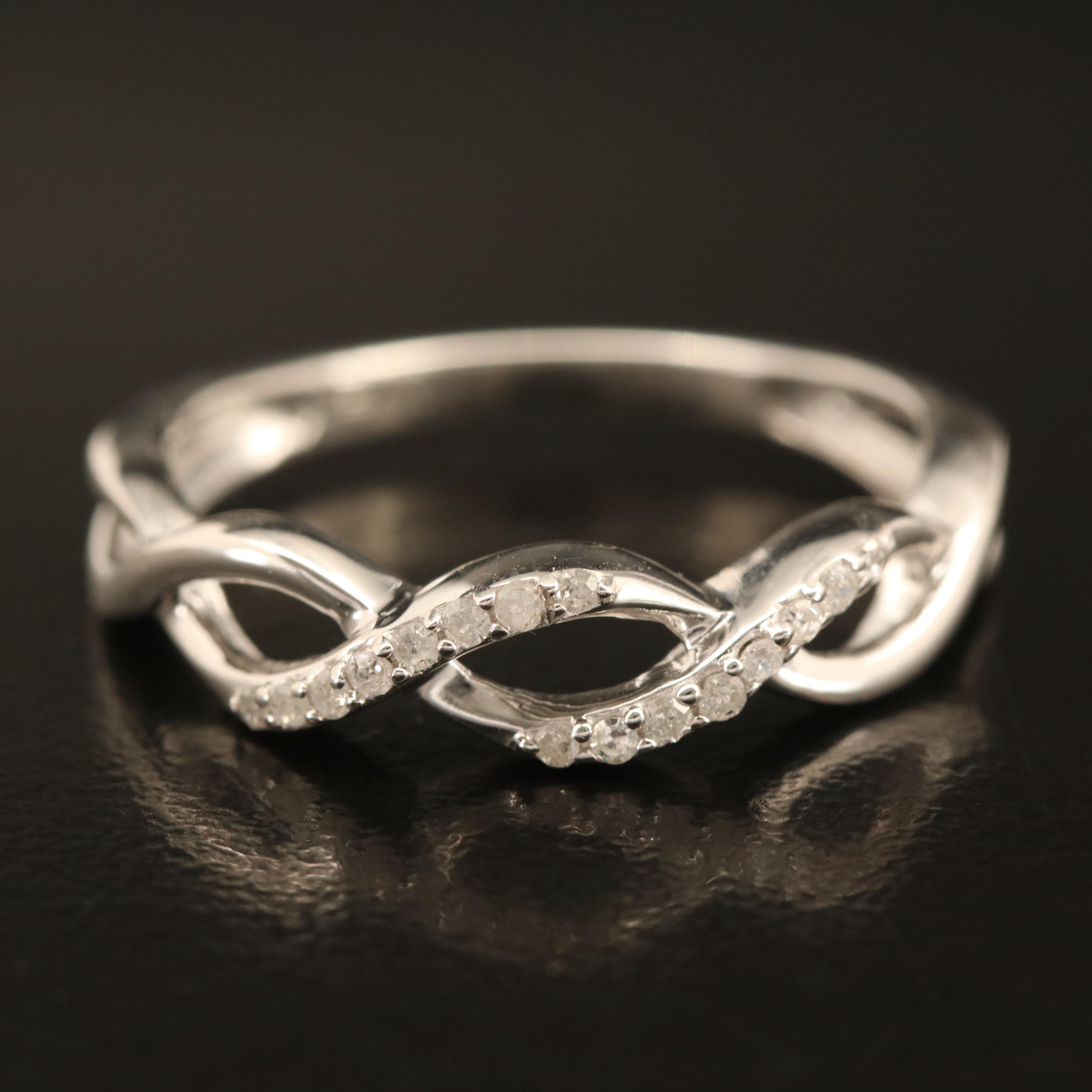 Sterling Diamond Twist Ring