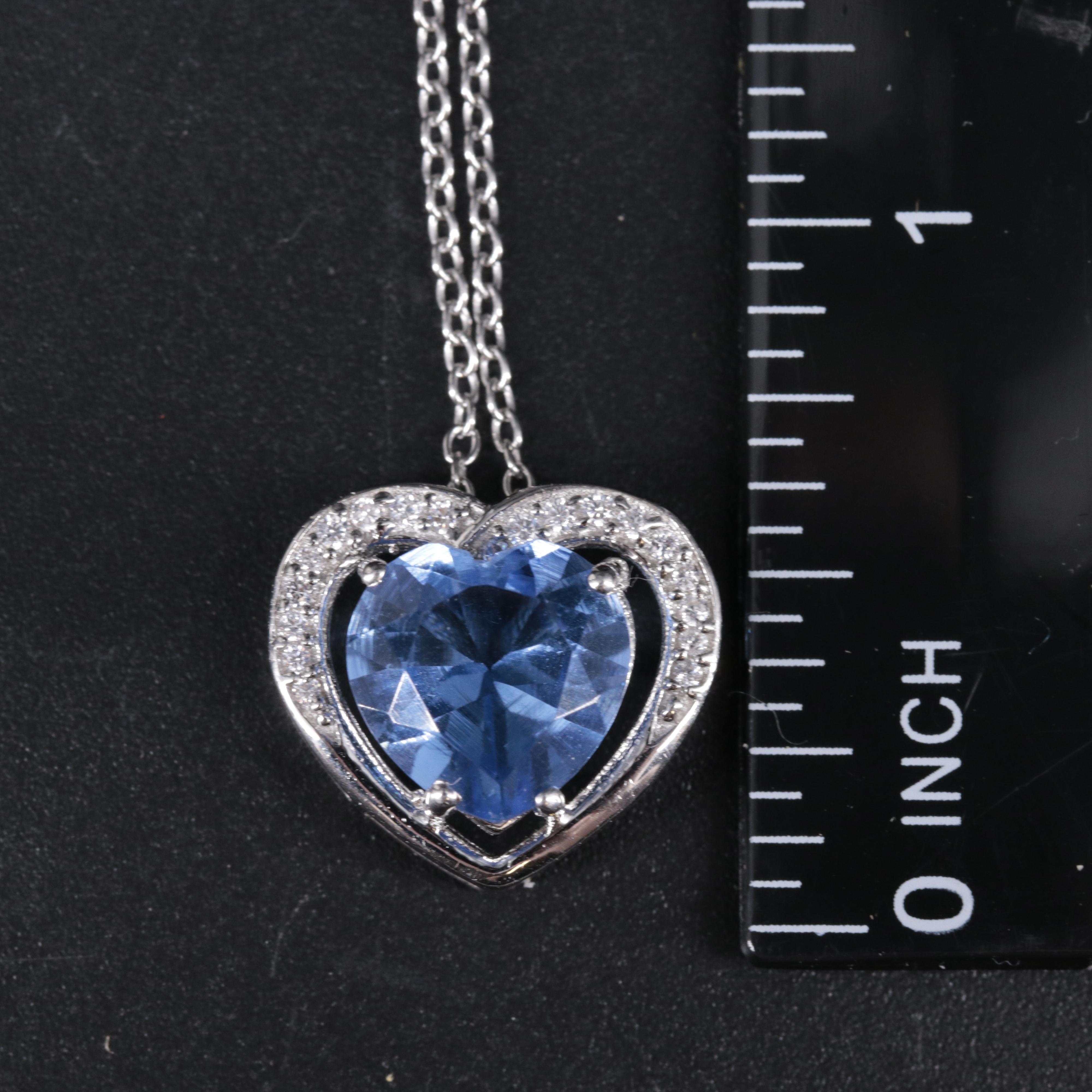 Sterling Gemstone Heart Pendant Necklace
