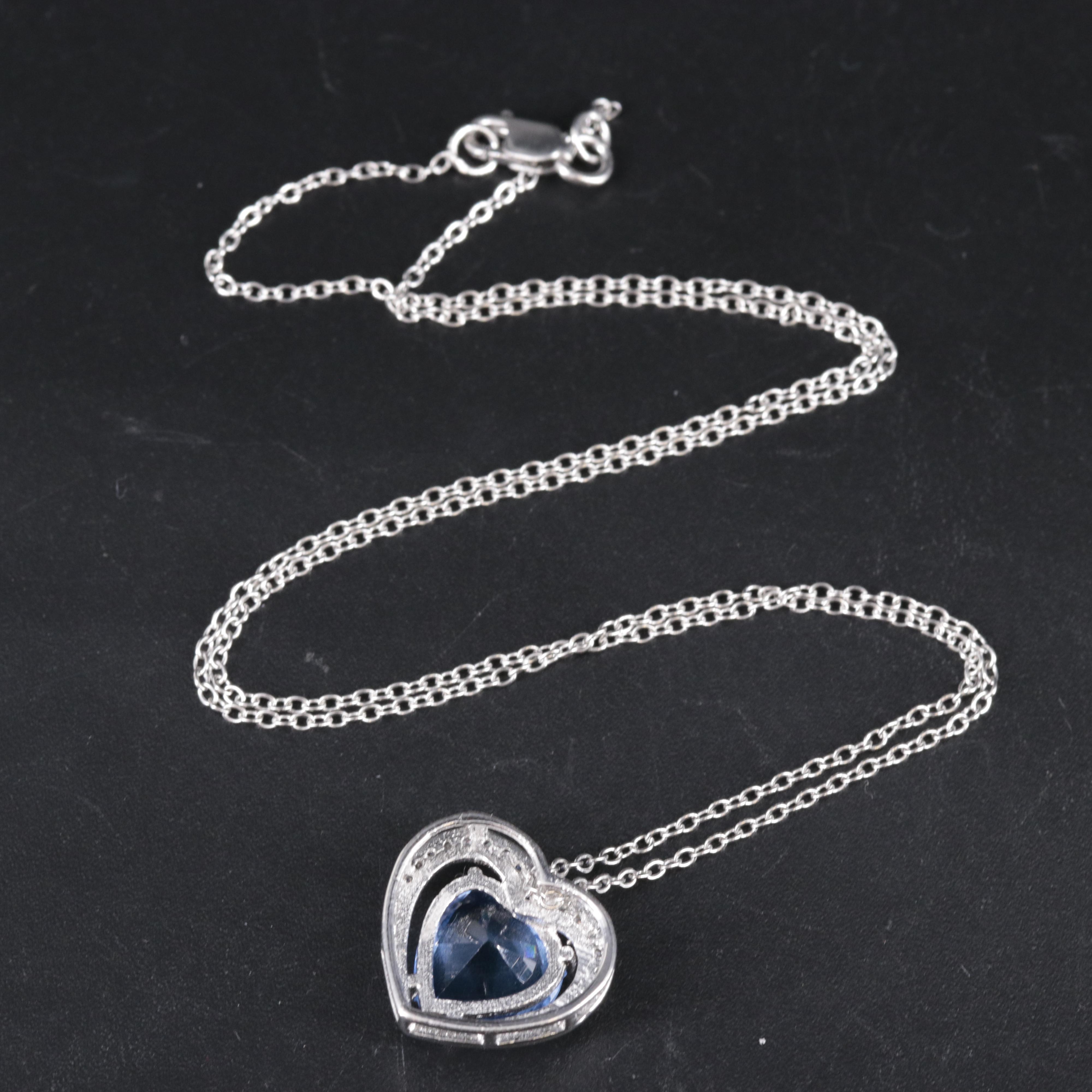 Sterling Gemstone Heart Pendant Necklace