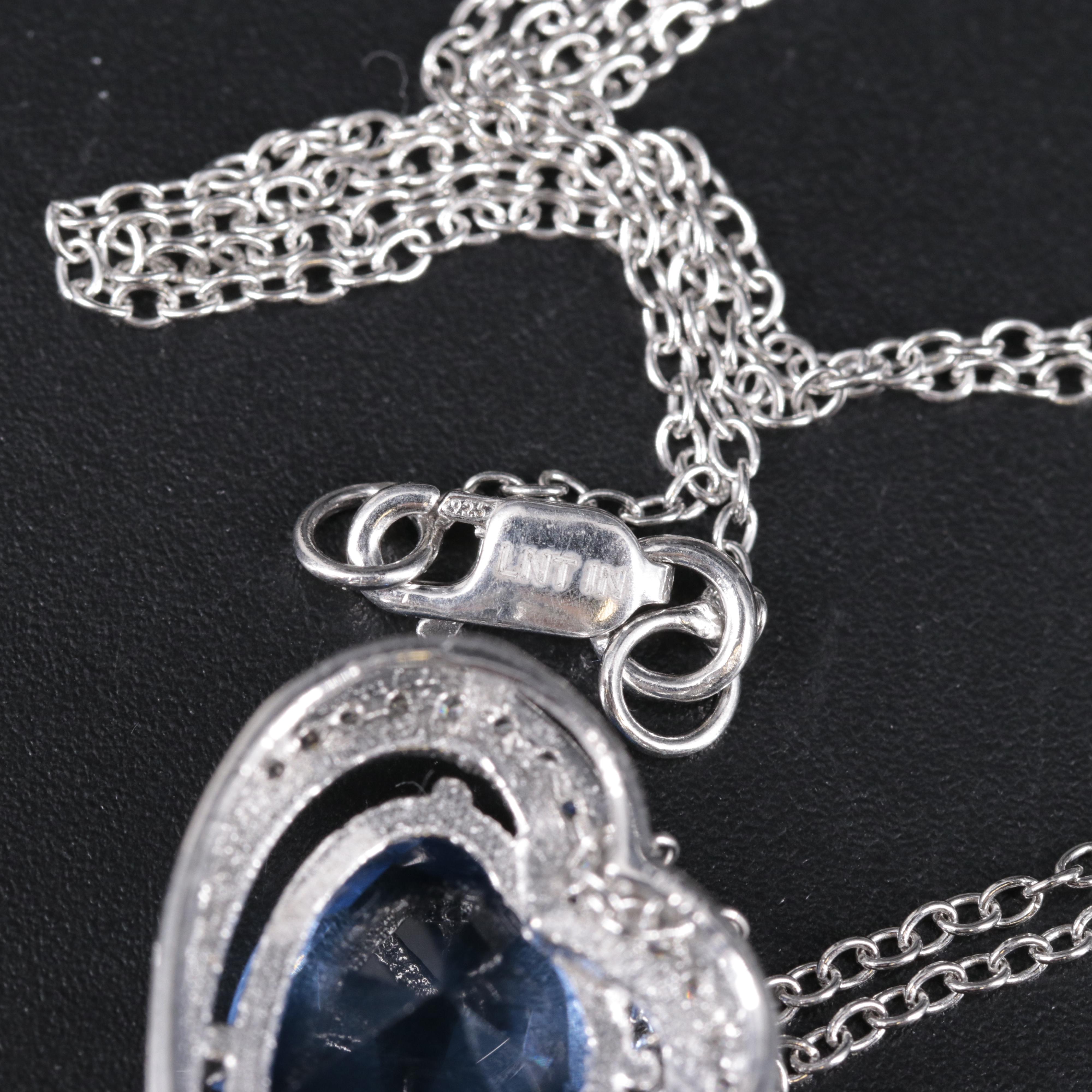 Sterling Gemstone Heart Pendant Necklace