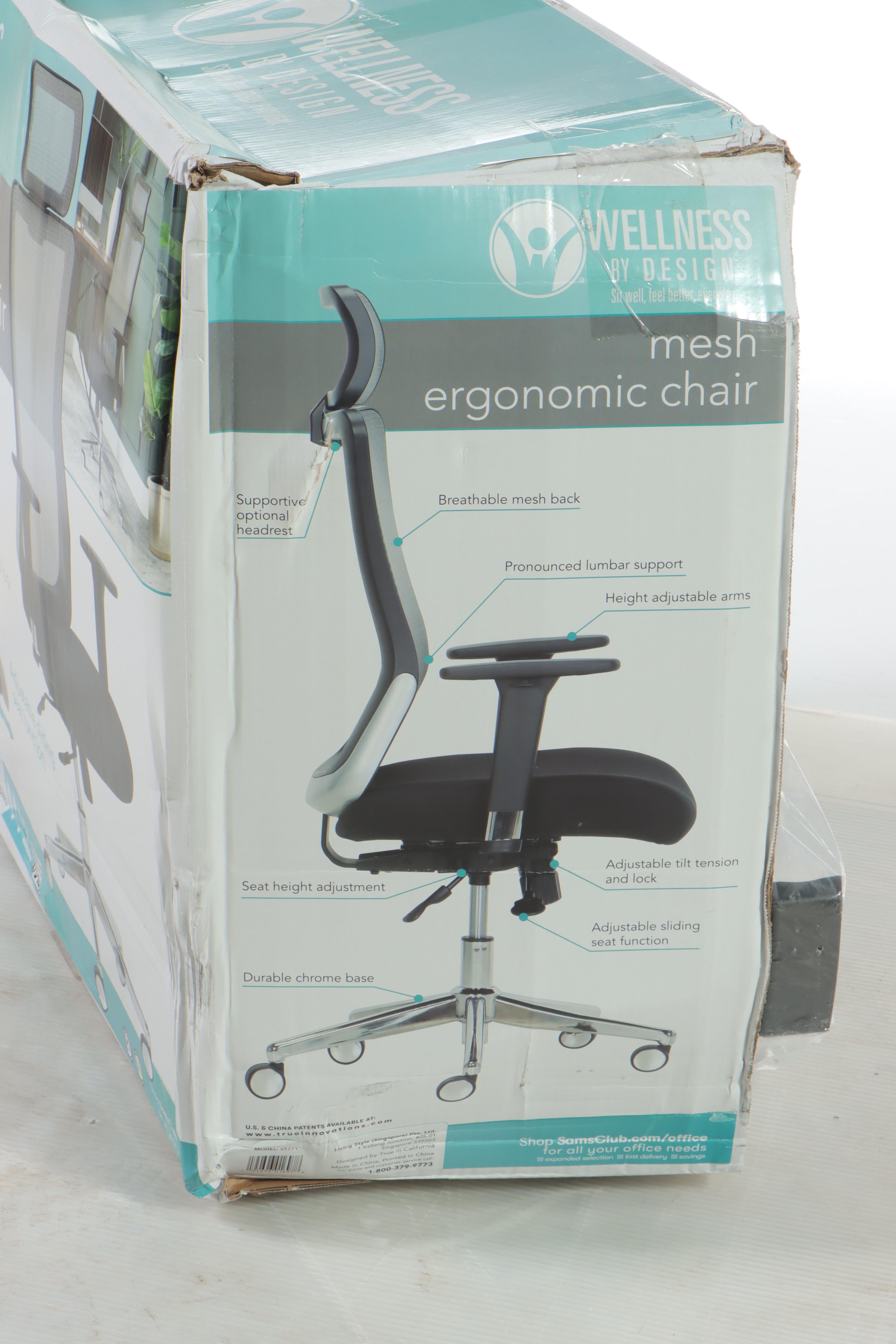 Wellness by Design Ergonomic Mesh Back Office Chair With Headrest