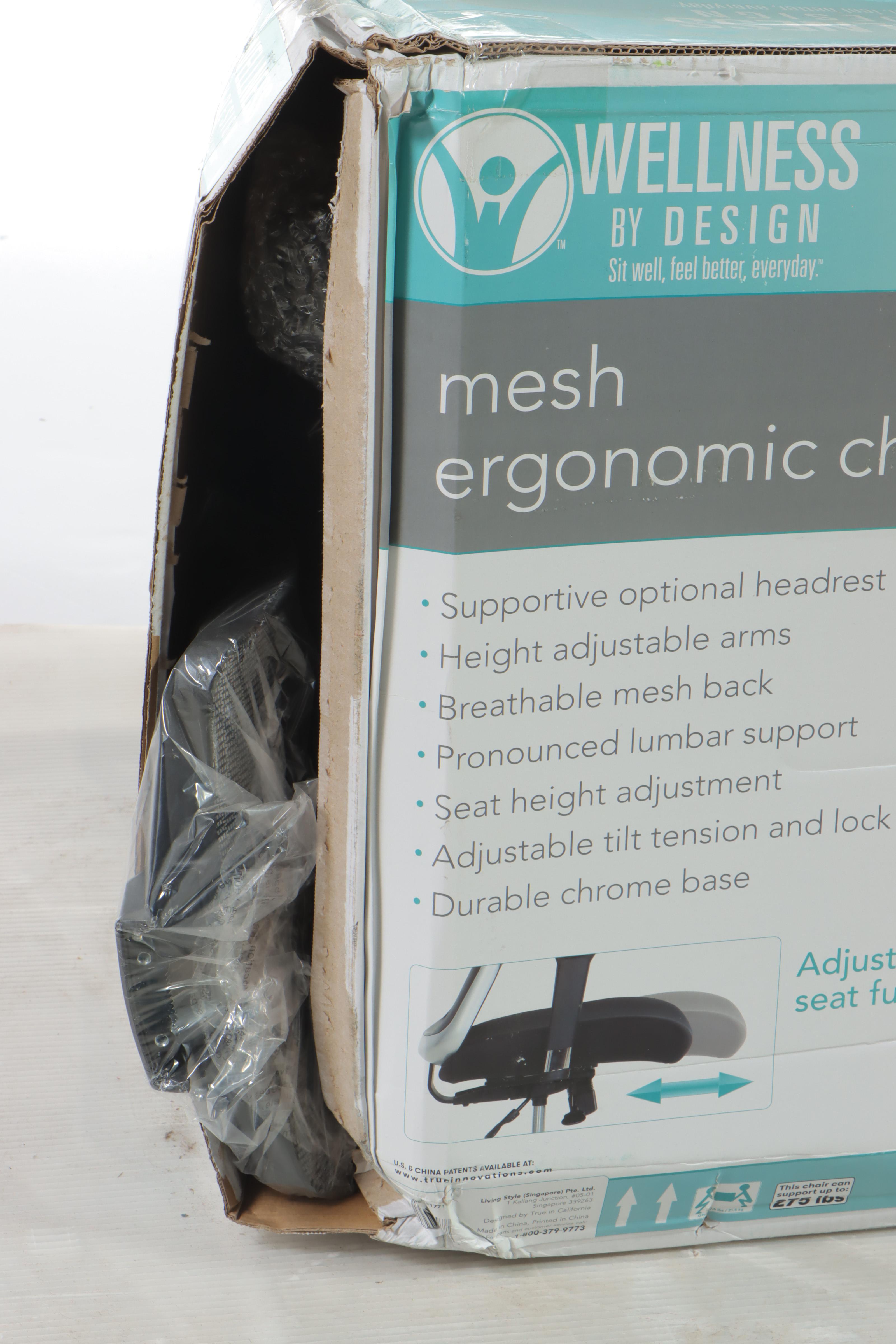 Wellness by Design Ergonomic Mesh Back Office Chair With Headrest