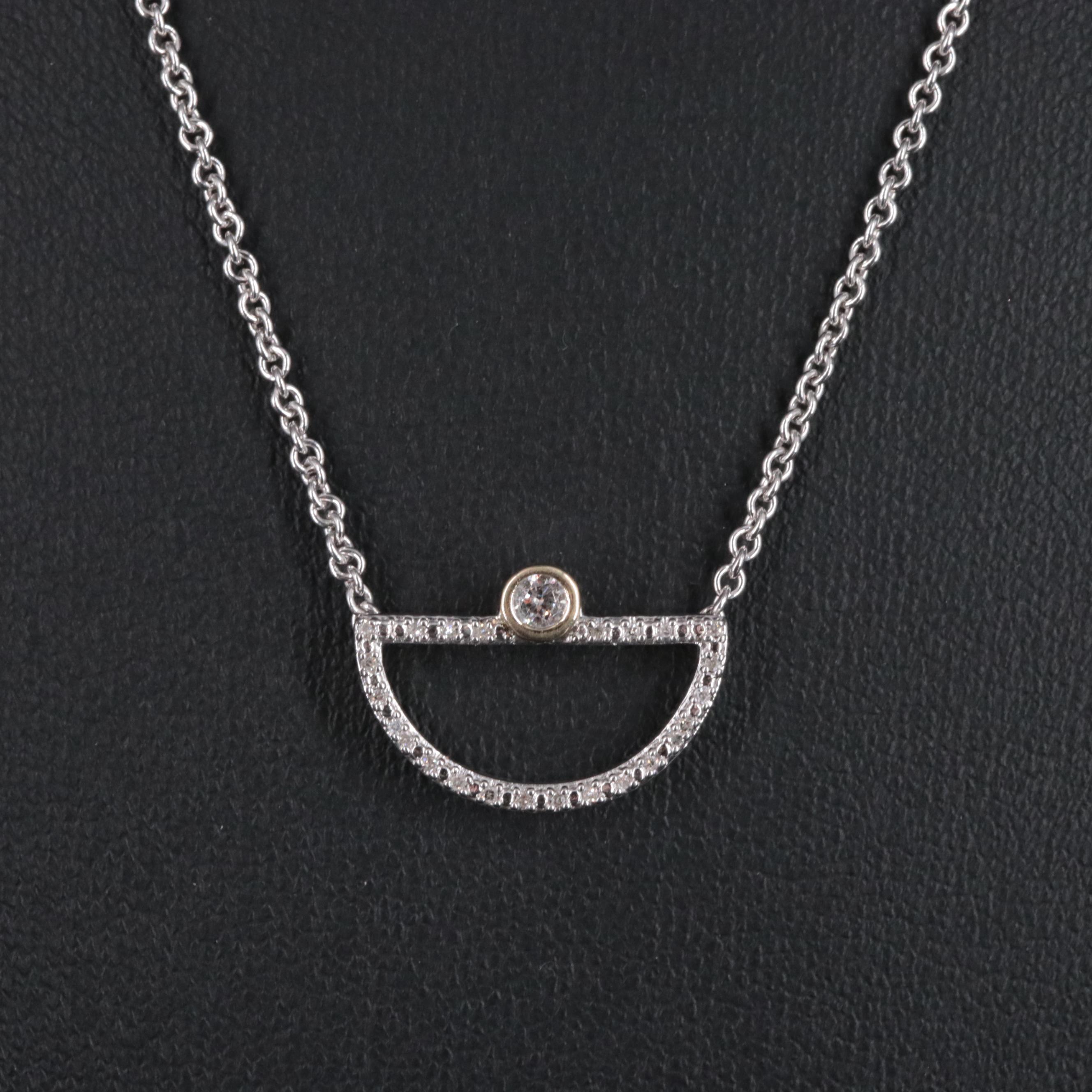 Sterling Diamond Geometric Pendant Necklace