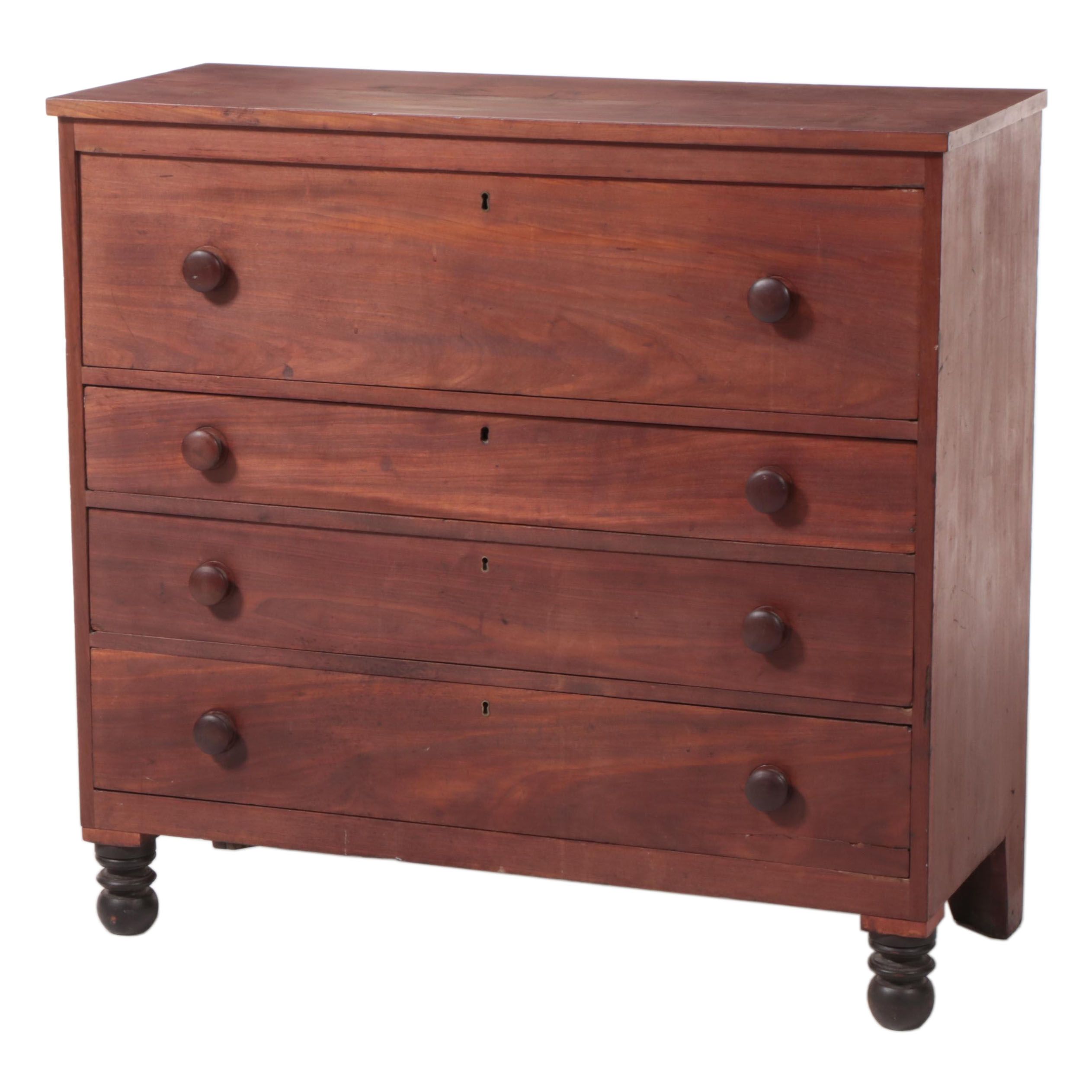 American Primitive Walnut and Pine Chest of Drawers, Mid-19th Century
