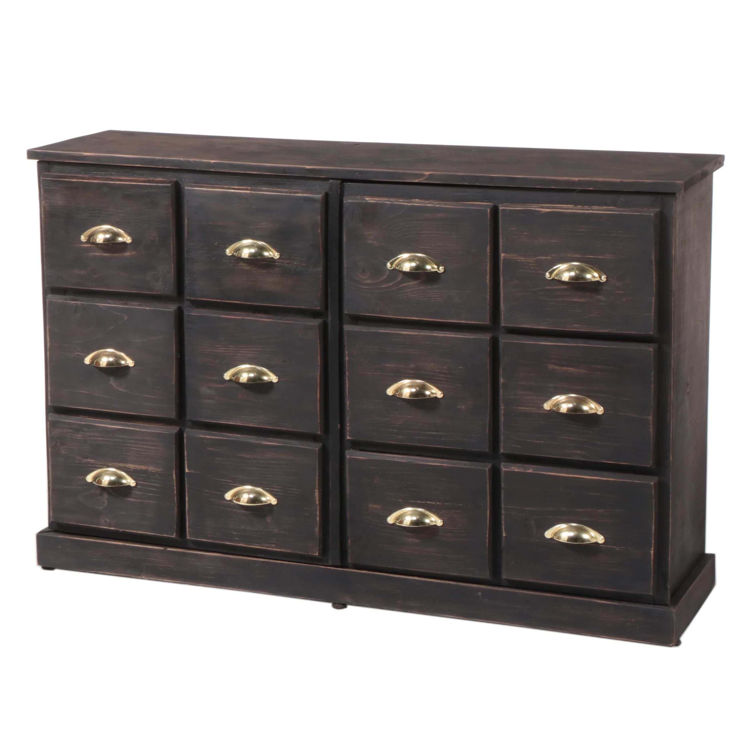 Ebonized Pine Apothecary Style Cabinet