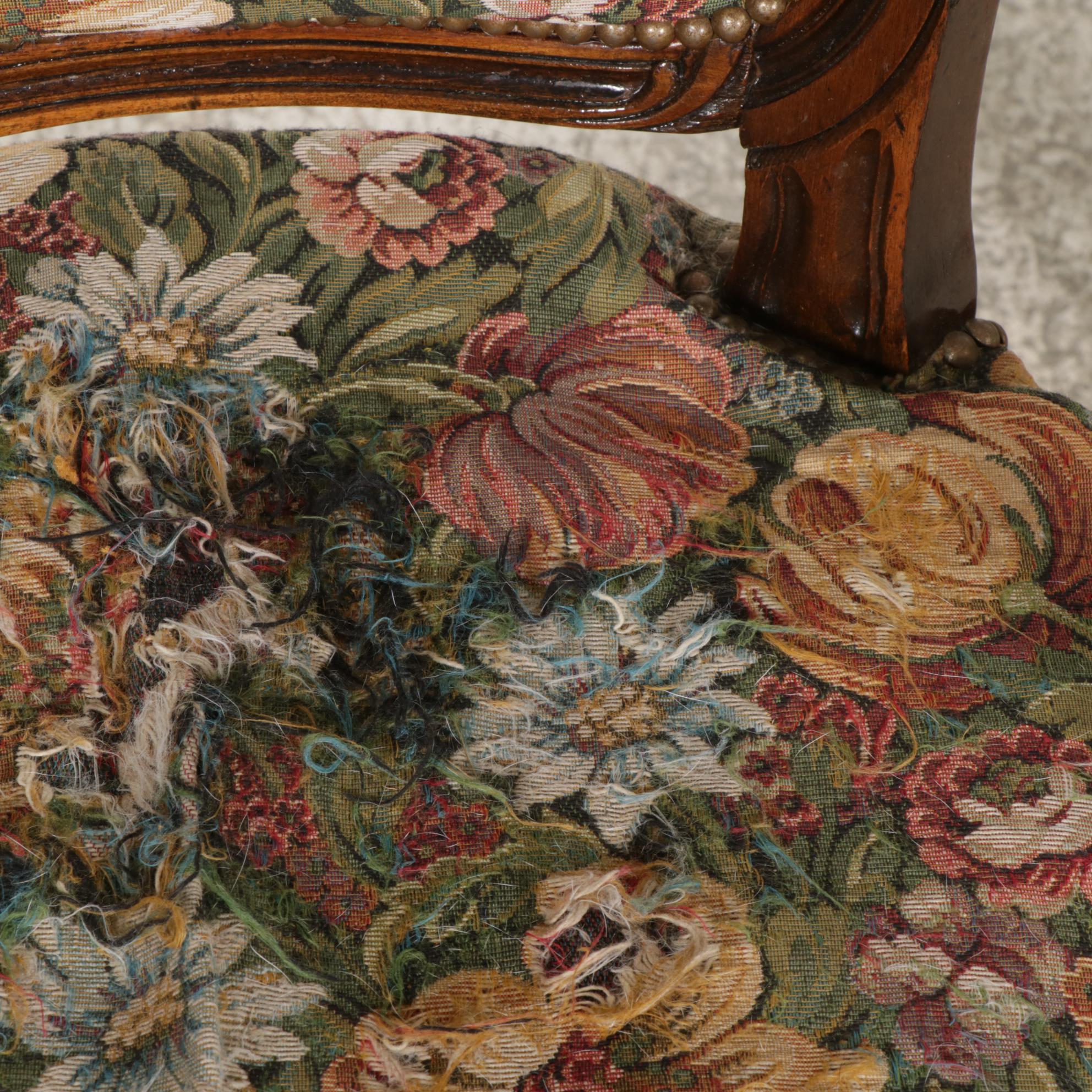 Four Louis XV Style Carved Wood Fauteuils, Early 20th Century