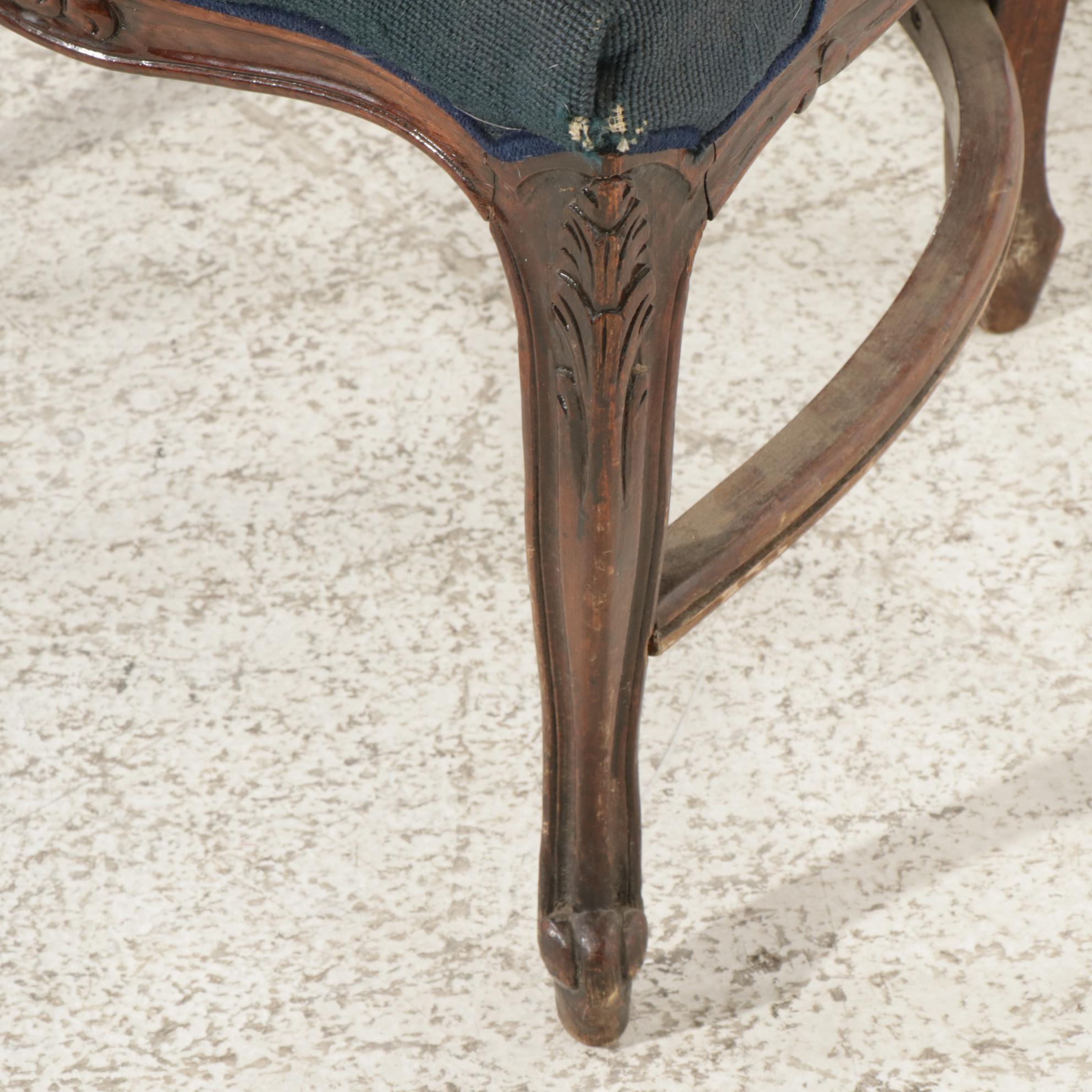 Four Louis XV Style Carved Wood Fauteuils, Early 20th Century