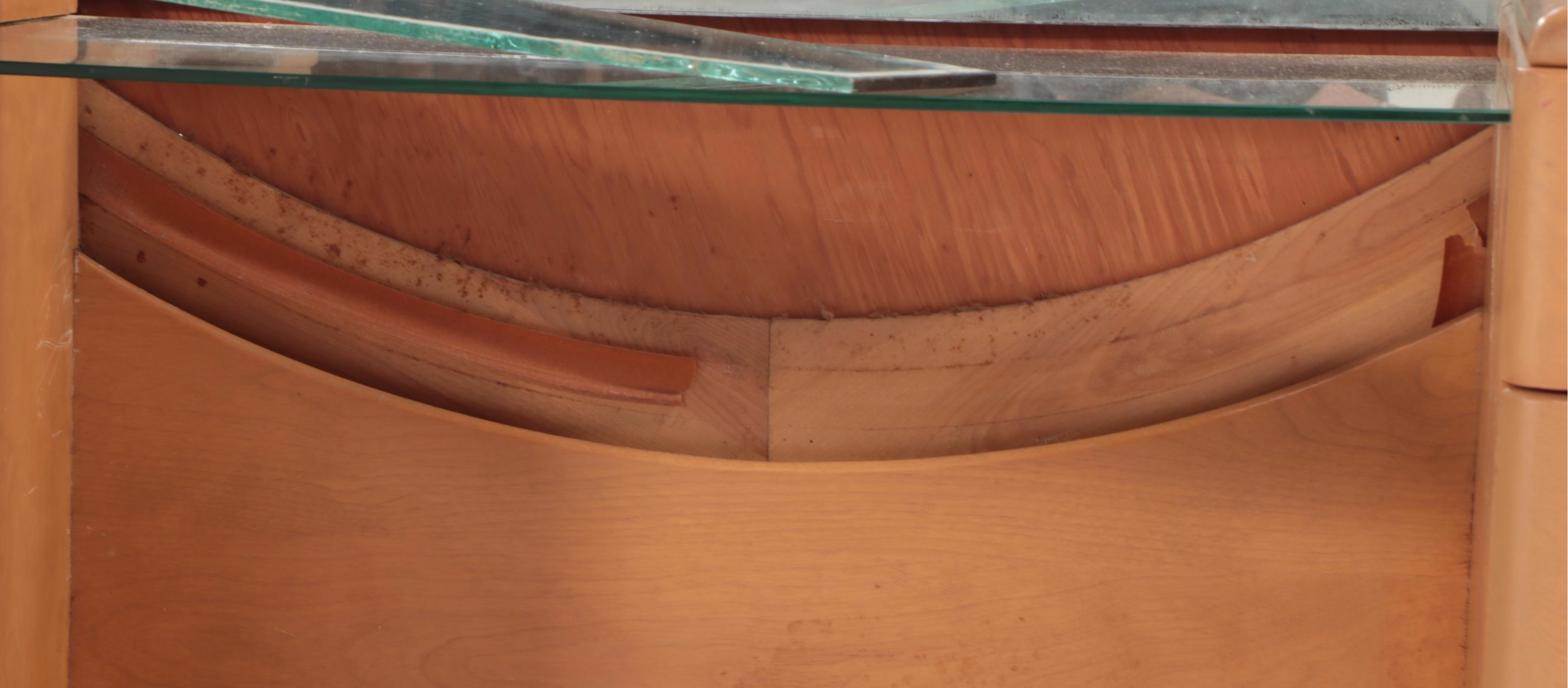 Heywood-Wakefield Mid Century Modern Vanity Table and Stool in Wheat Finish