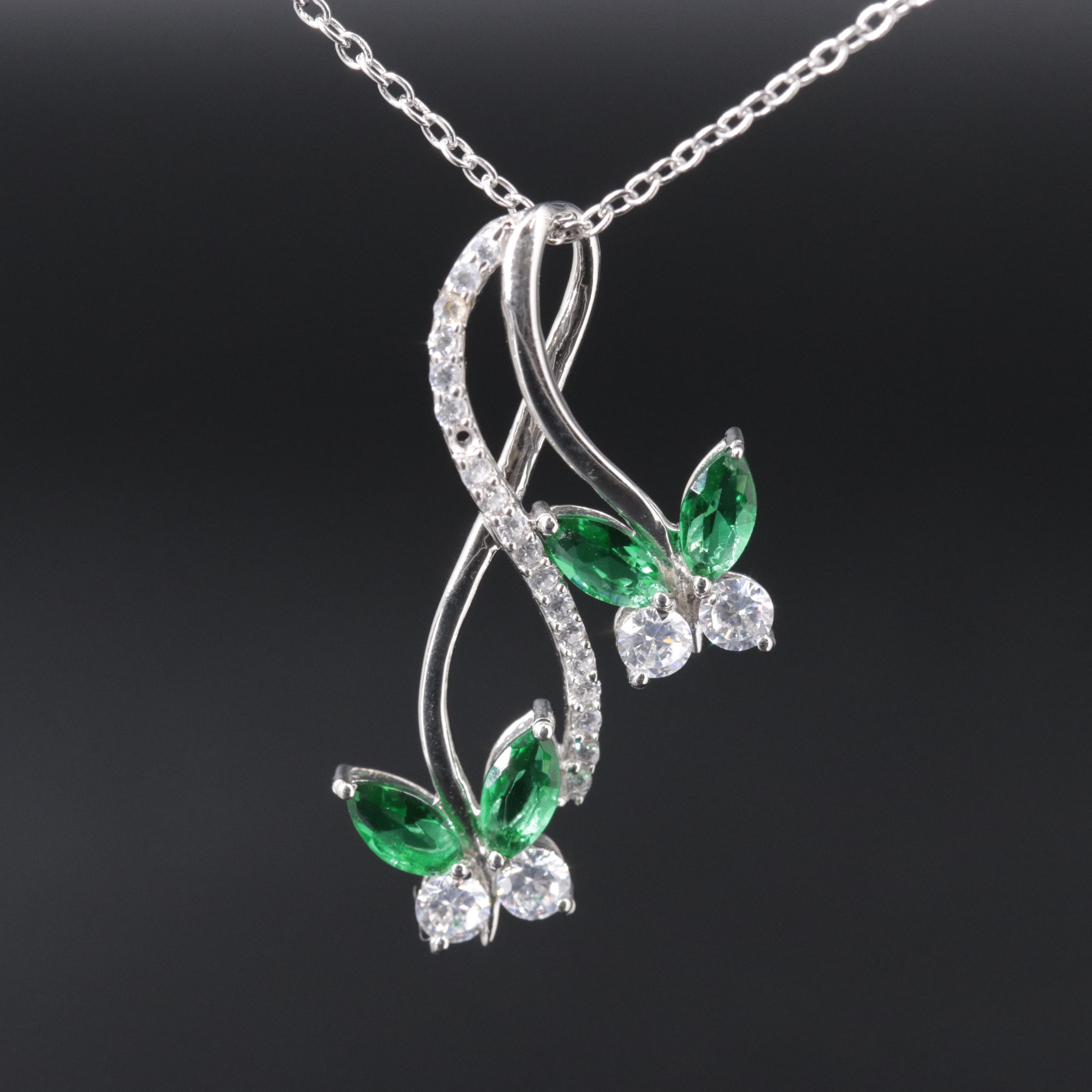 Sterling Silver Emerald Pendant Necklace
