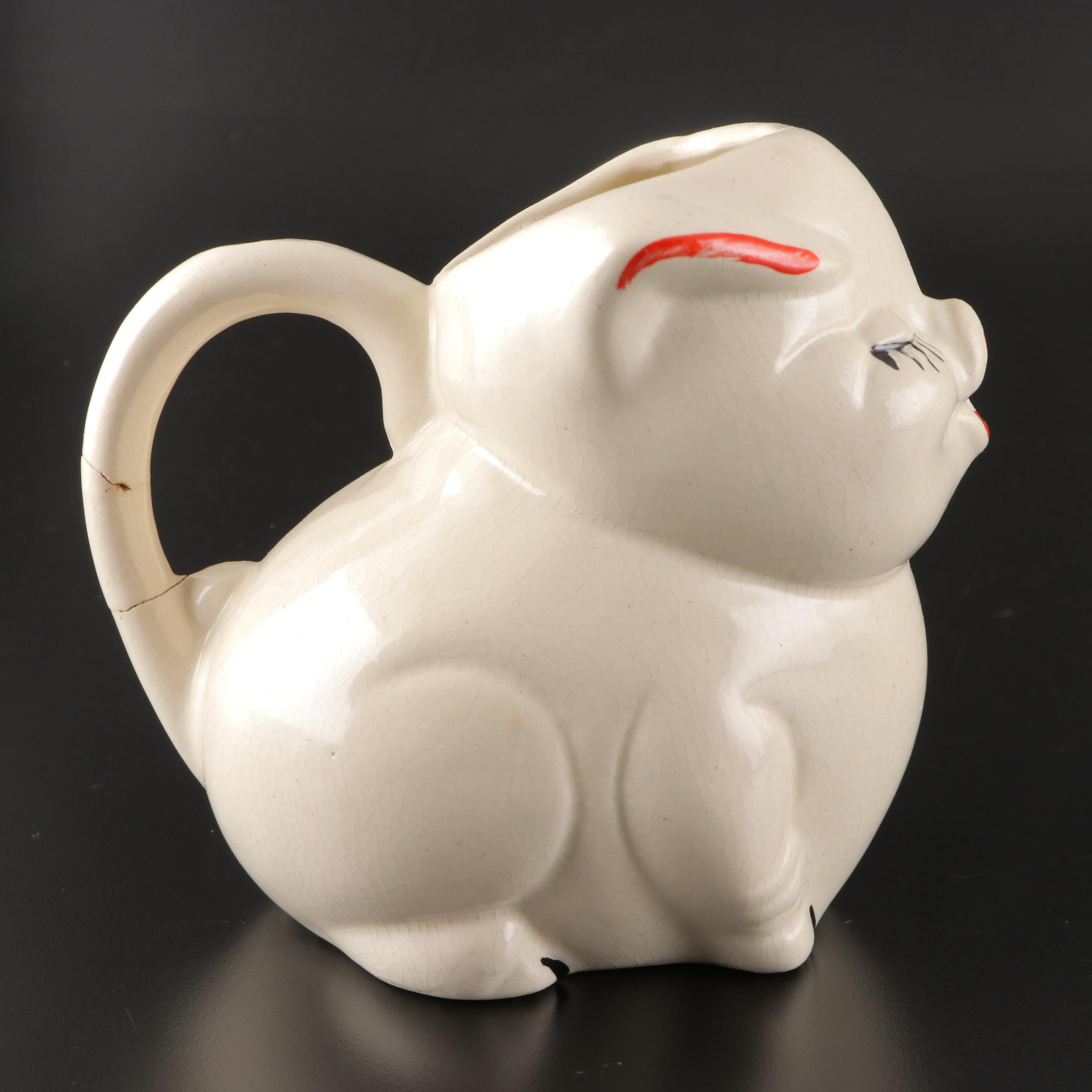 Shawnee Pottery Pig Cream and Sugar Set with Centerpiece Bowl and Planters