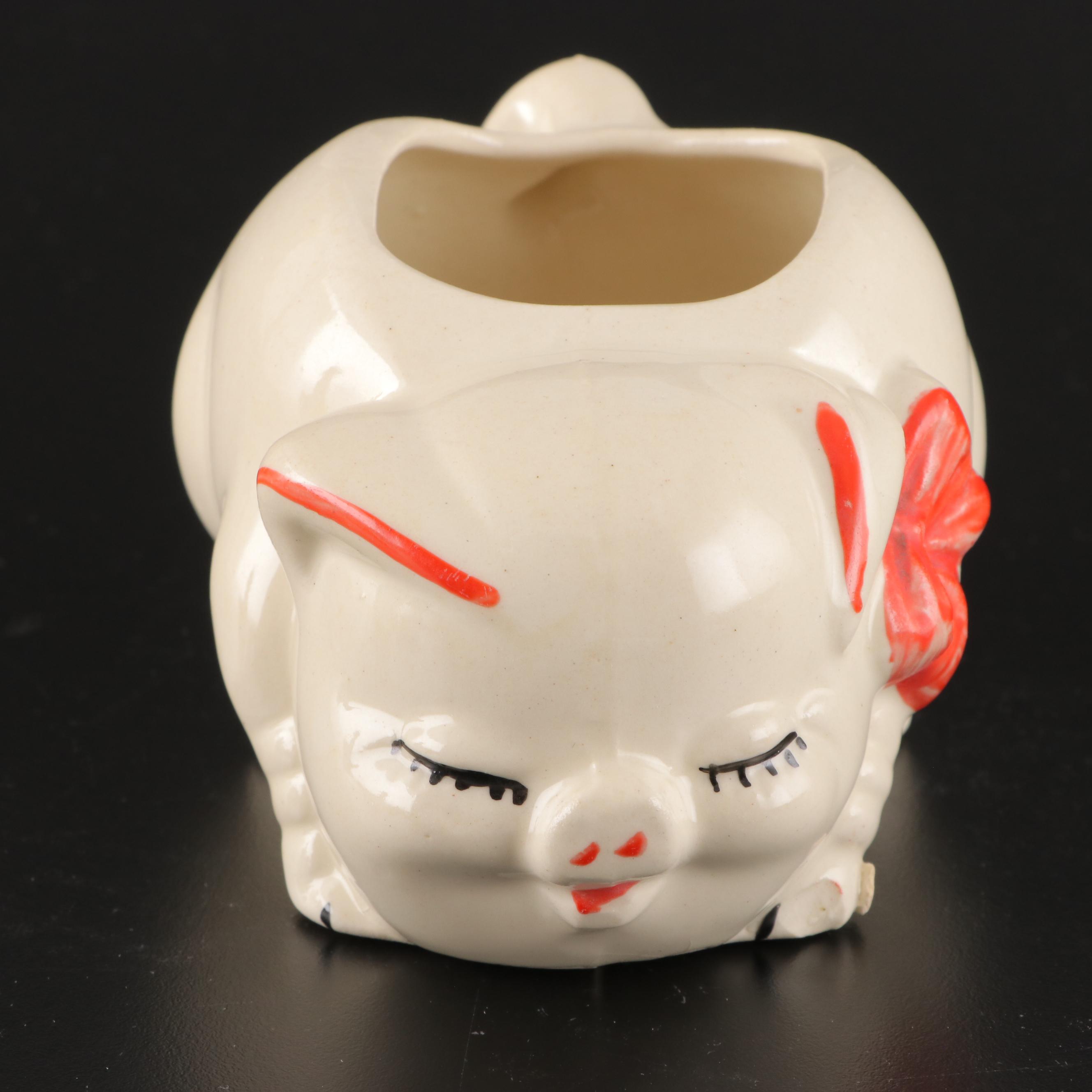 Shawnee Pottery Pig Cream and Sugar Set with Centerpiece Bowl and Planters