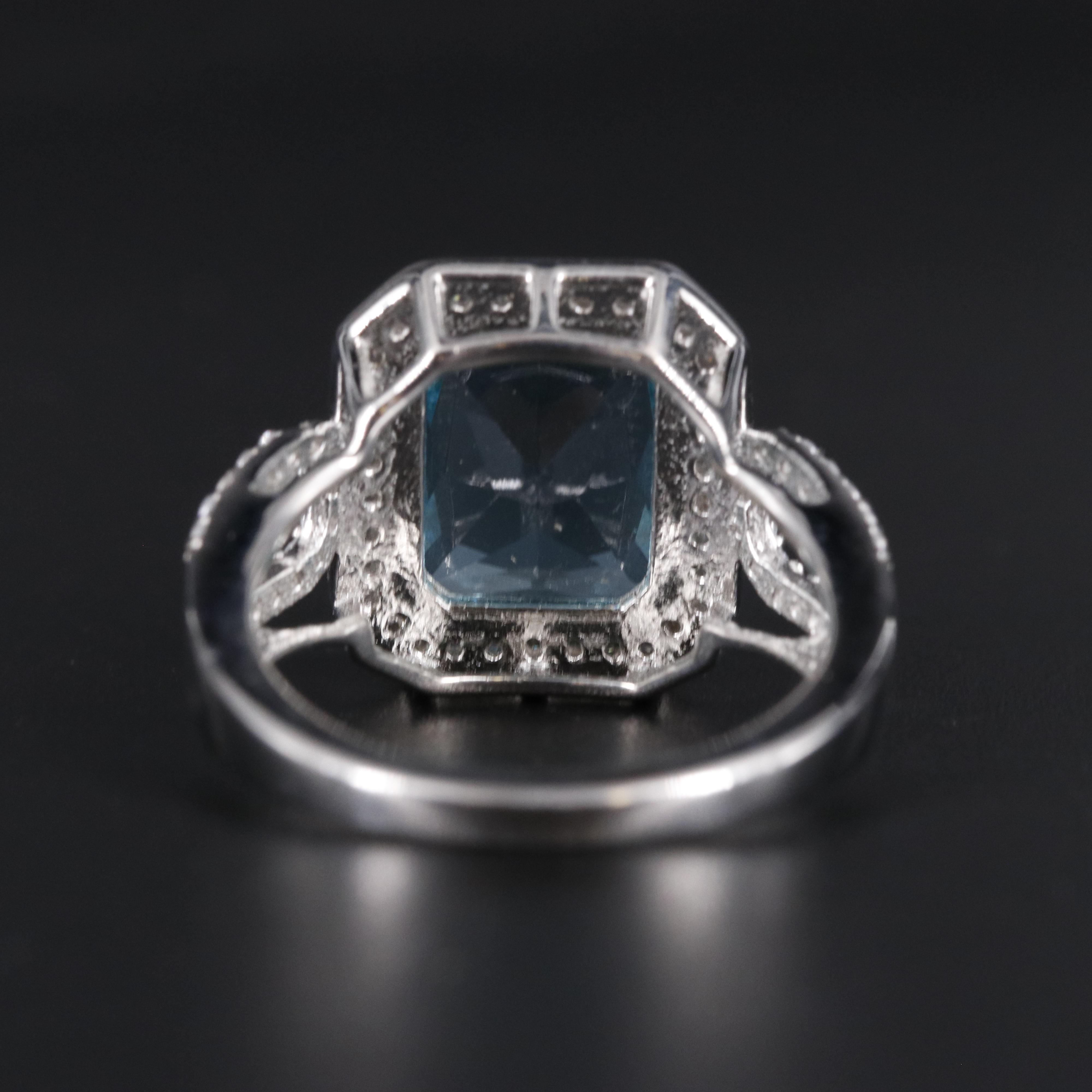 Sterling Silver Aquamarine and Cubic Zirconia Ring