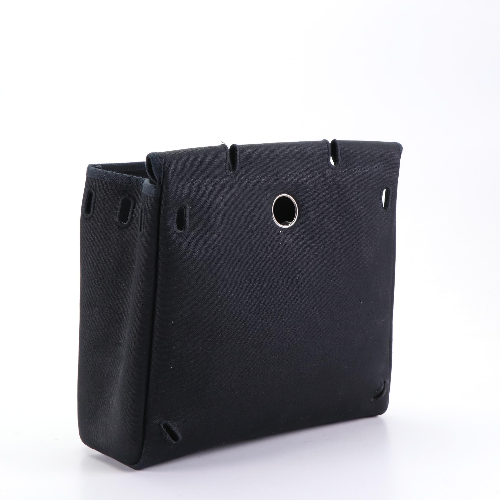 Hermès Herbag A Dos Backpack in Black Toile and Leather with Box