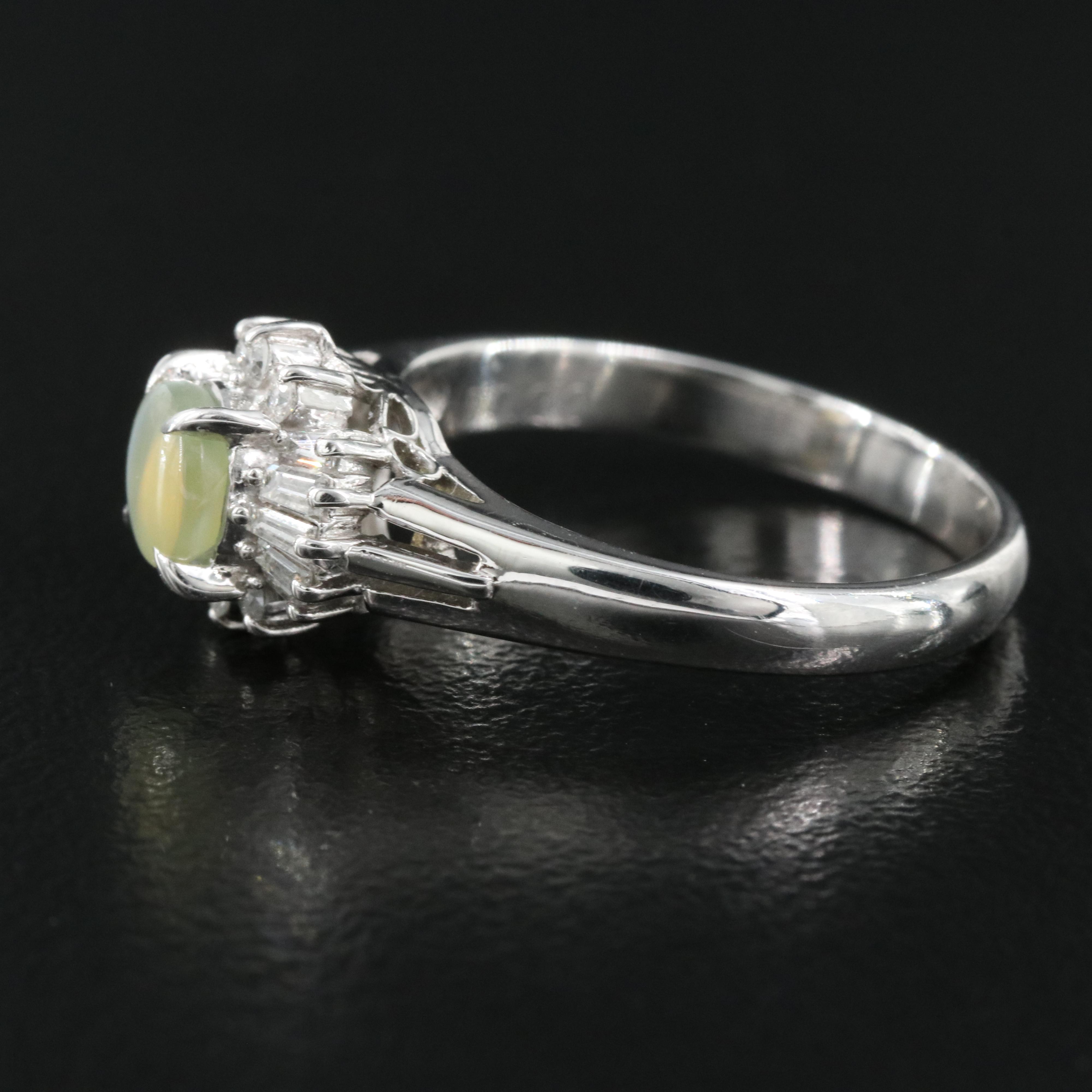 Platinum Cat's Eye Chrysoberyl and Diamond Ring