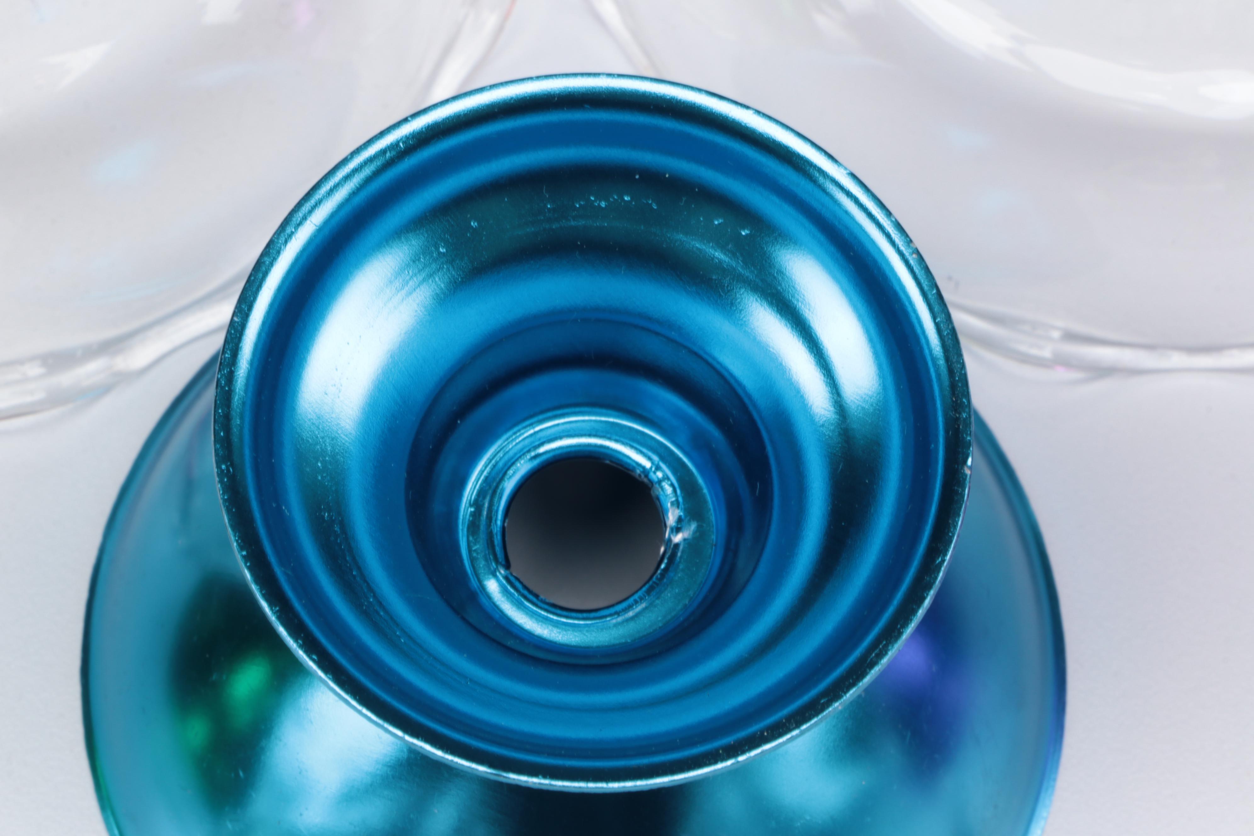 Ruffled Rim Glass Dessert Bowls with Multicolored Metal Liners