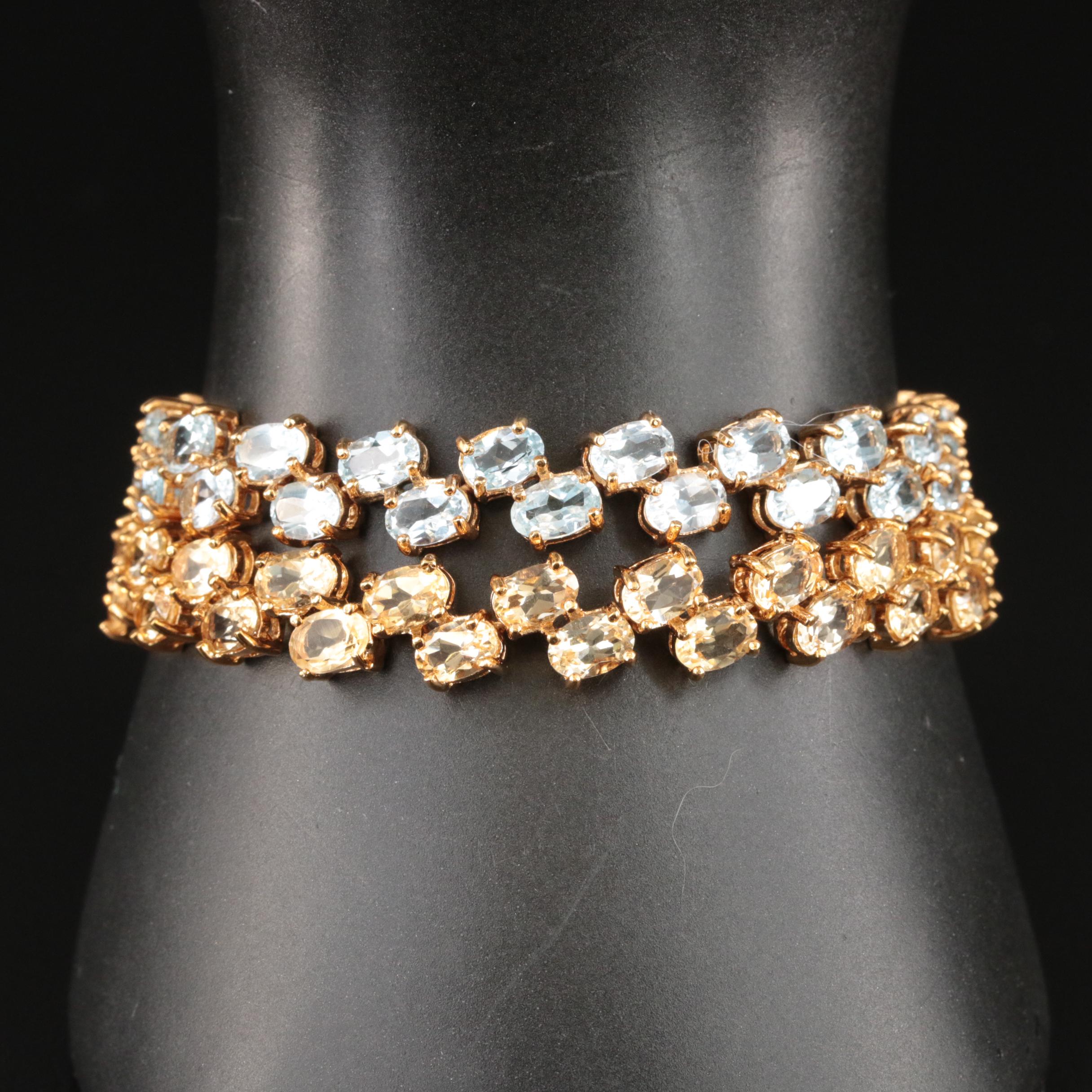 Sterling Topaz and Citrine Bracelets