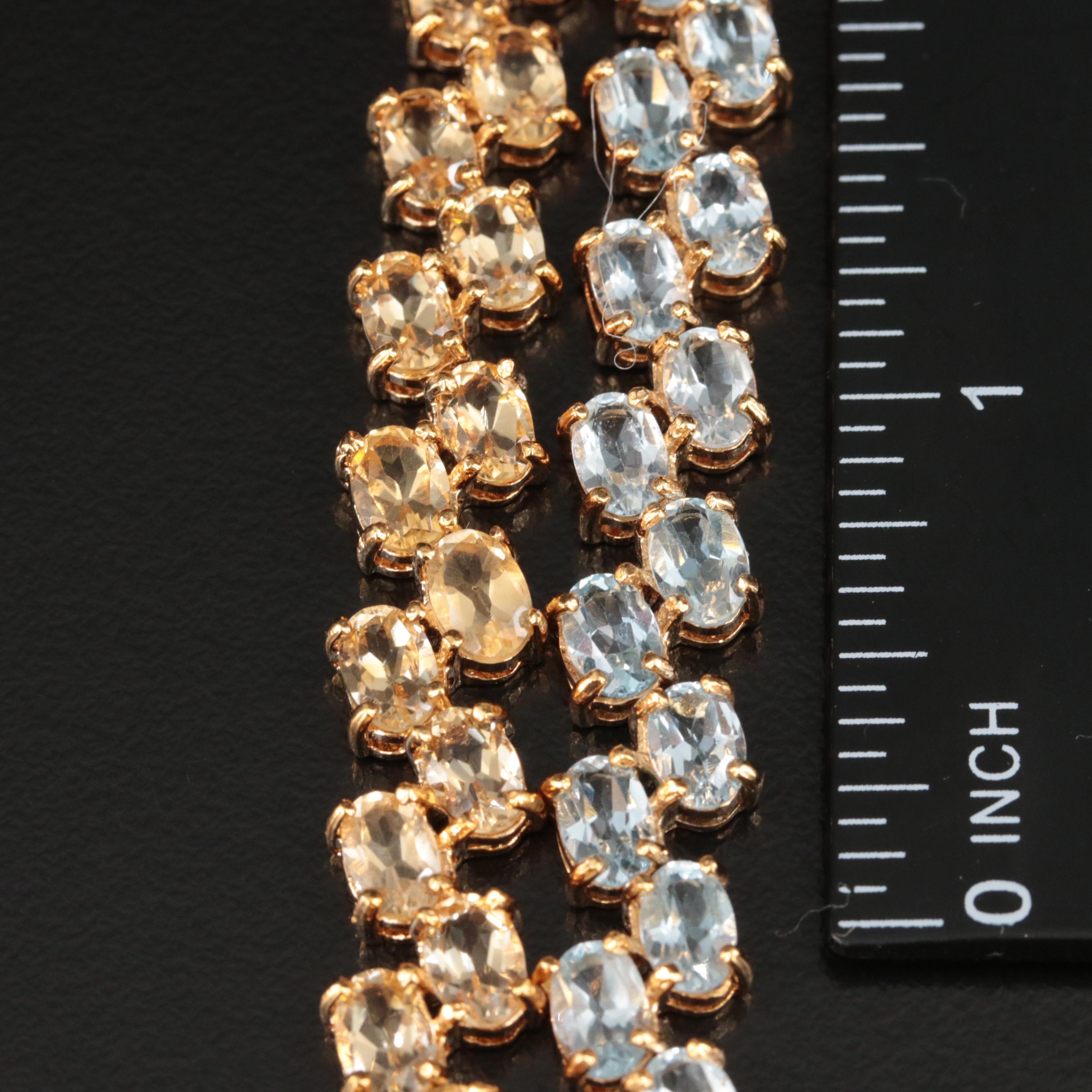 Sterling Topaz and Citrine Bracelets