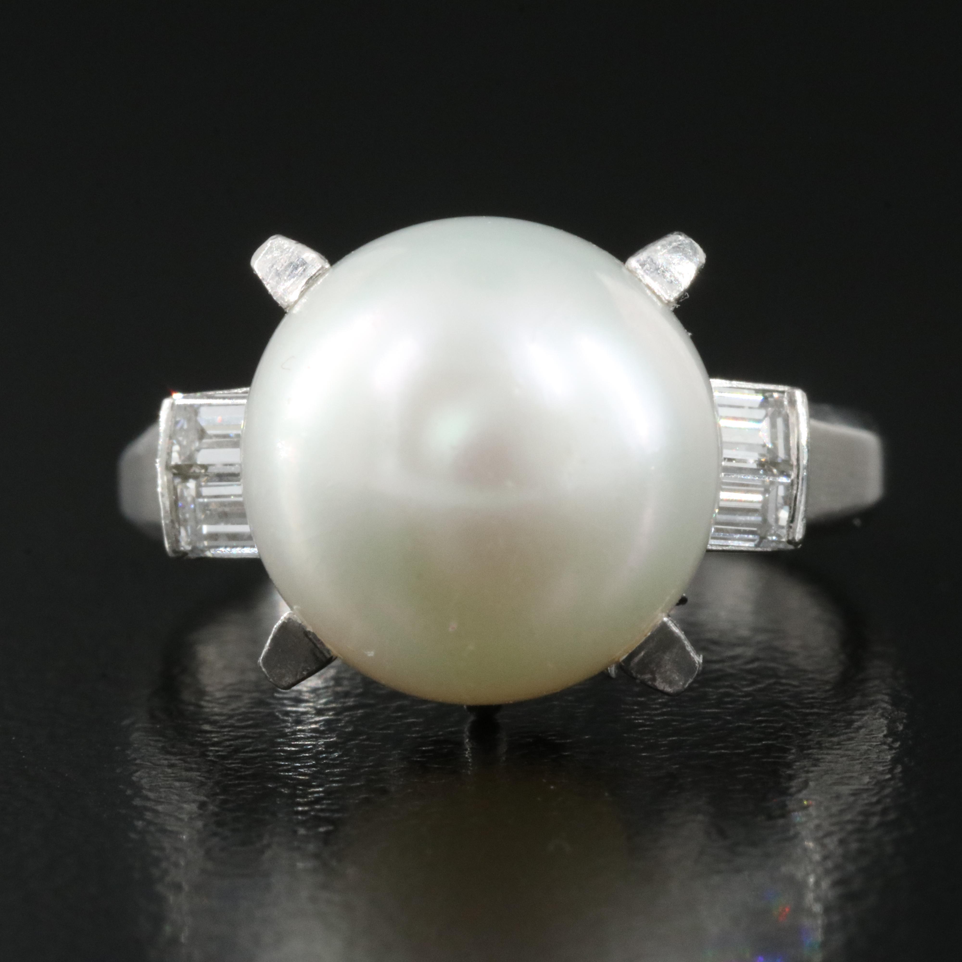 18K 11.50 mm Pearl and Diamond Ring