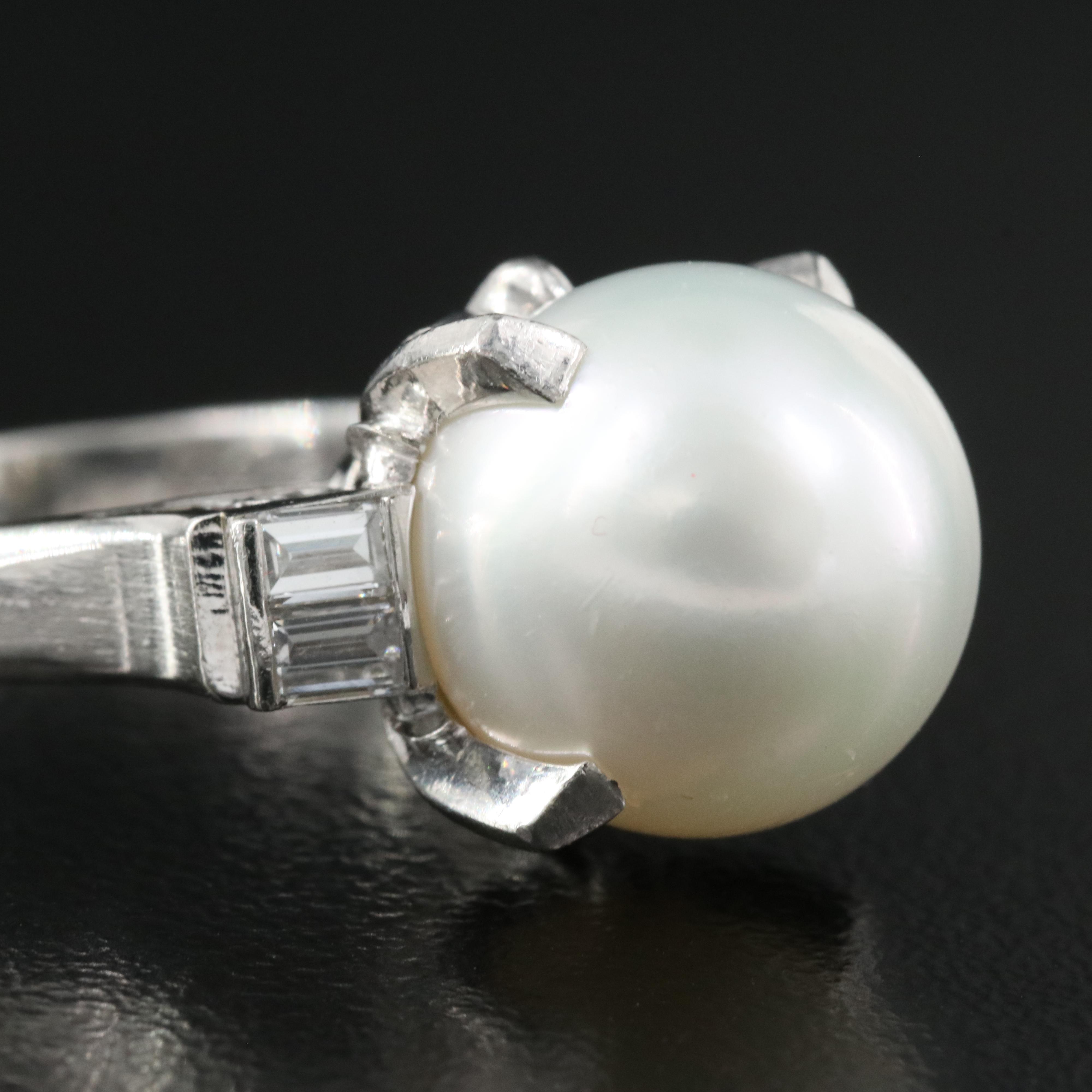 18K 11.50 mm Pearl and Diamond Ring